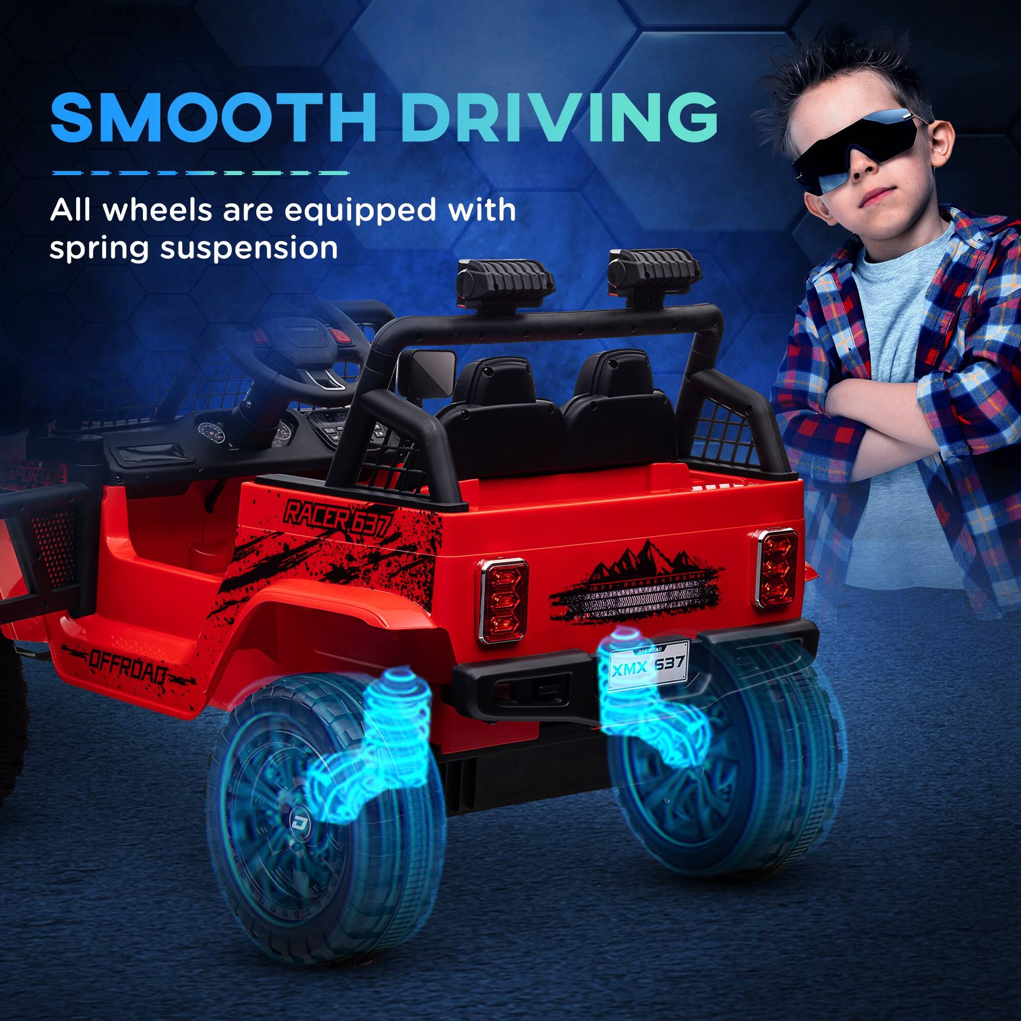 SMOOTH DRIVING  
All wheels are equipped with spring suspension  

RACER 637  
OFFROAD XMX 537