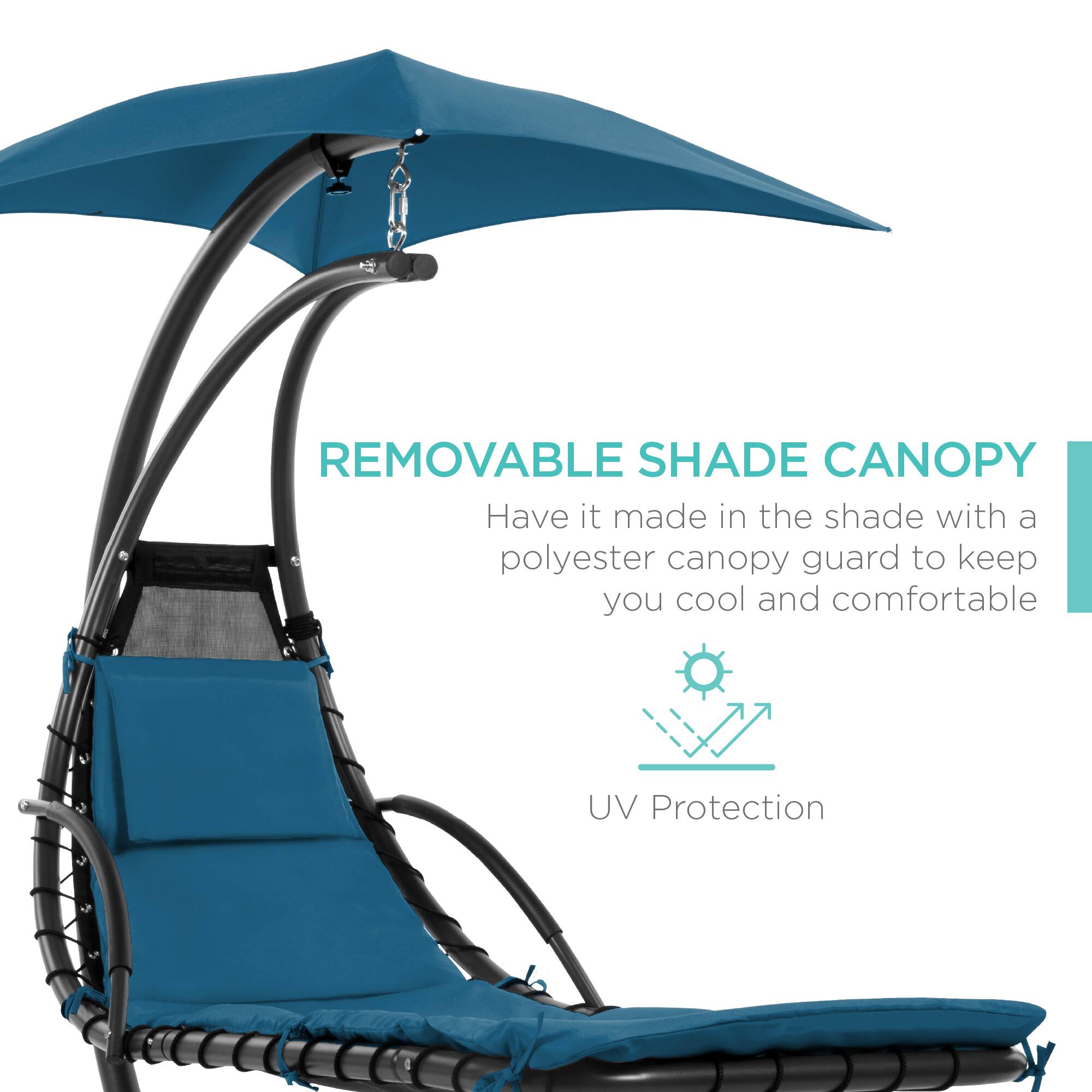 REMOVABLE SHADE CANOPY  
Have it made in the shade with a polyester canopy guard to keep you cool and comfortable  

UV Protection