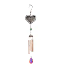 FC Design - 17" Long 3D Metal Silhouette Heart Wind Chime Outdoor Patio or Garden Hanging Decoration - Multi-Color