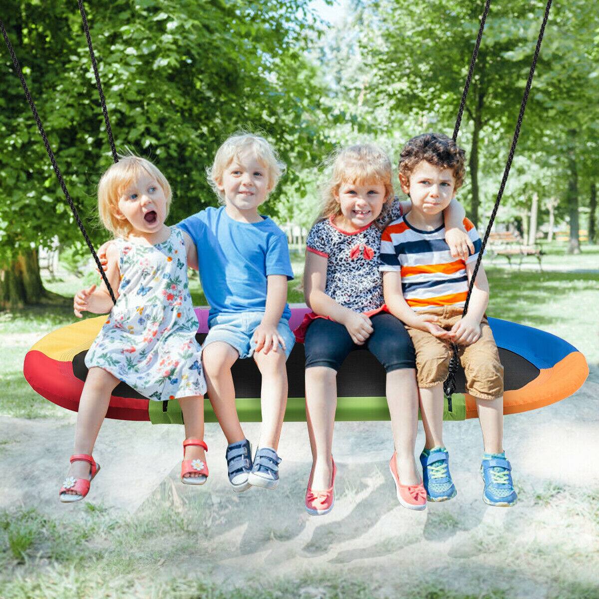 Alt View 3. Costway - Costway 60" Saucer Tree Swing Surf Outdoor Adjustable Kids Giant Oval Platform Swing Set - Colorful.