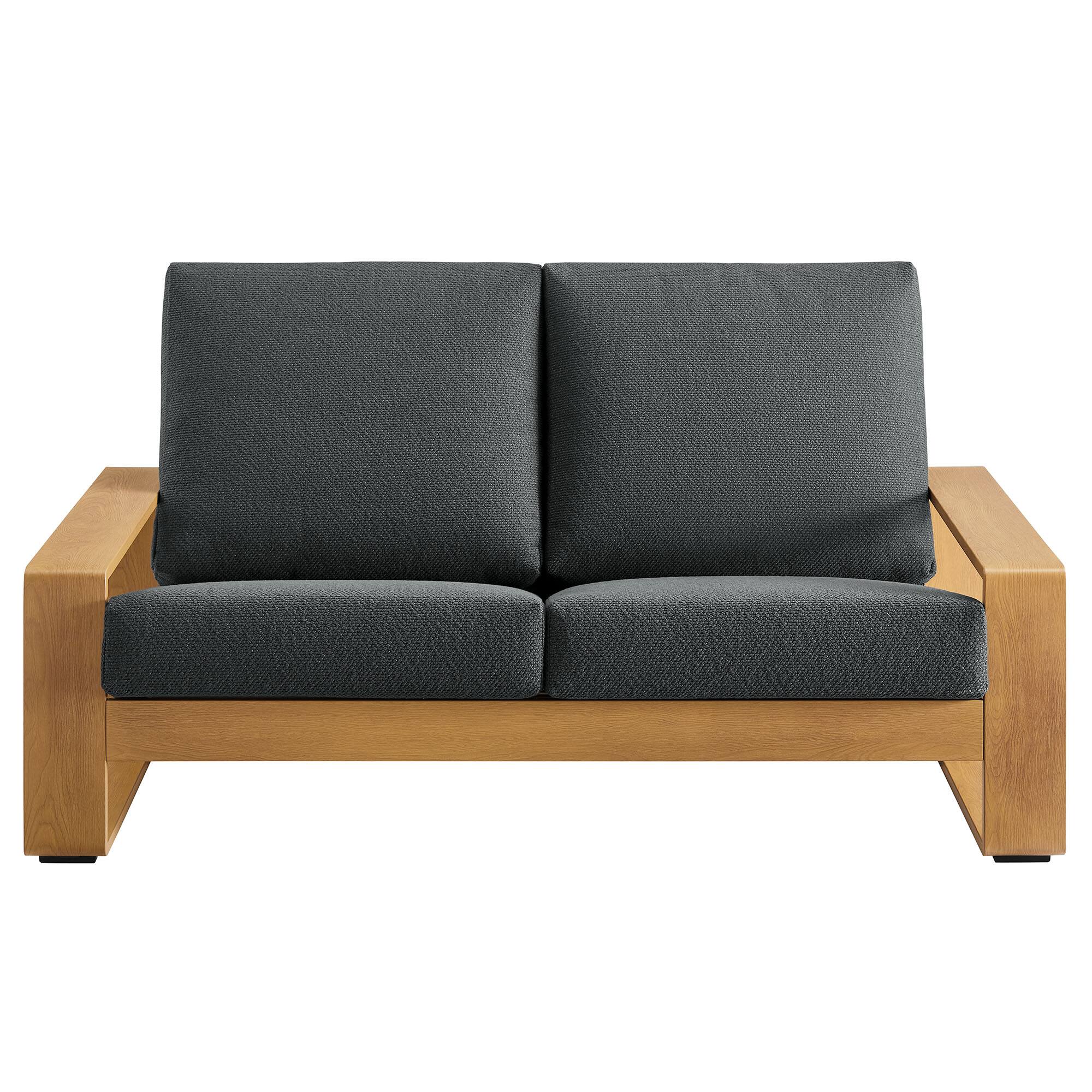 Alt View 4. Modway - Lirienne Outdoor Patio Aluminum Faux Wood Loveseat by Modway - Charcoal Natural.