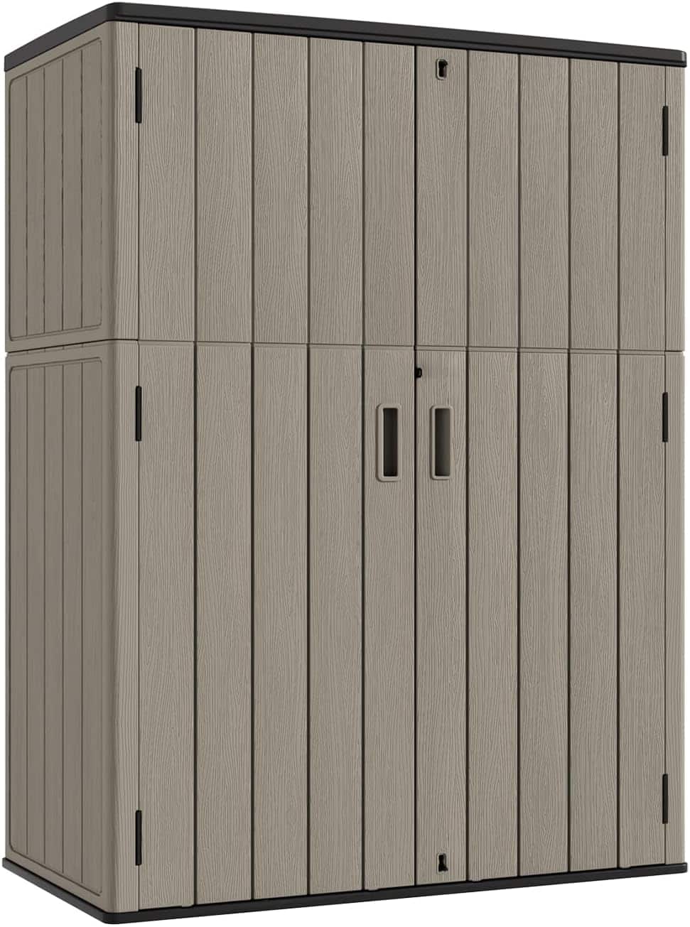 Front. Decksplore - Lockable Outdoor Vertical Storage Shed,57 Cu.ft Outdoor Storage Cabinet Waterproof Suitable for gardens and patios - Brown.