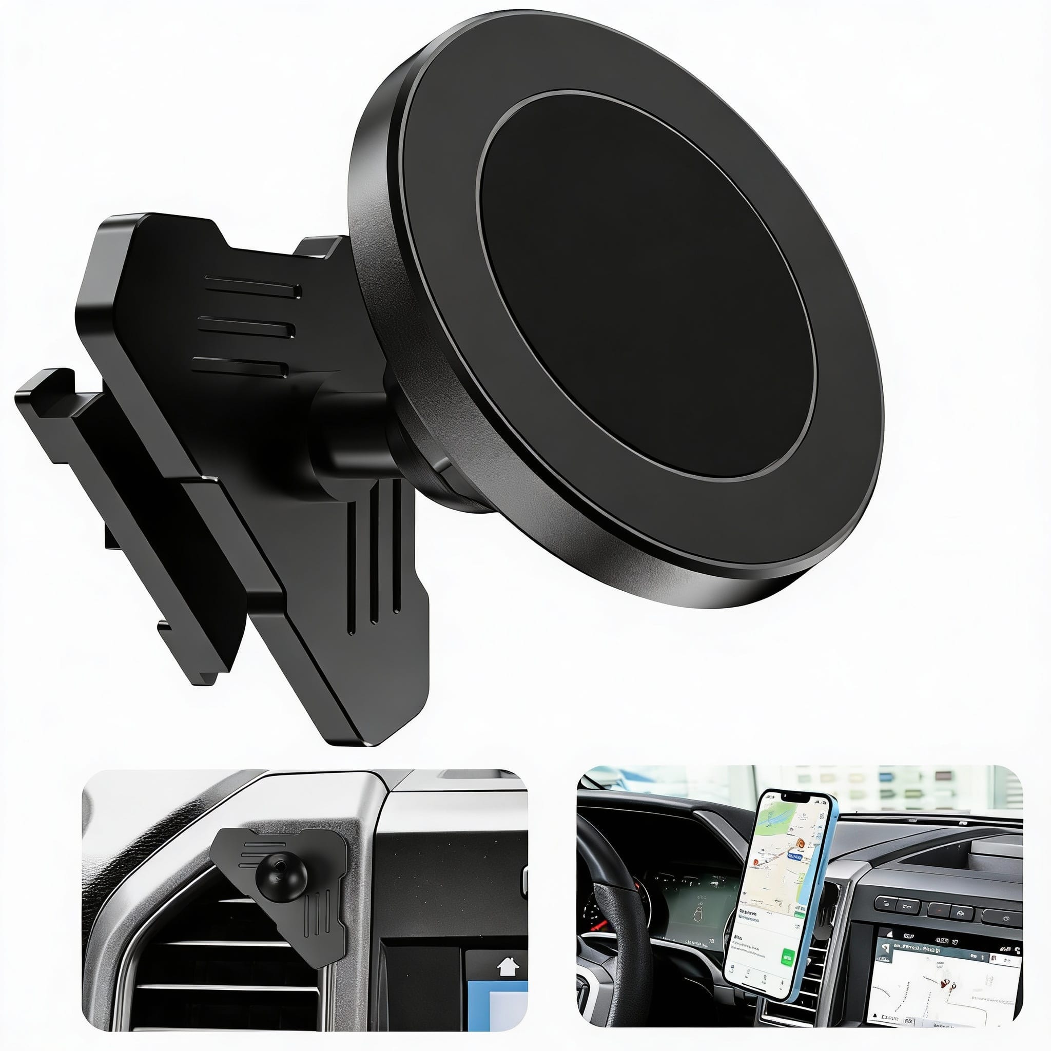 METALTON - Cnc Vent Phone Holder Magnetic Car Air Cradles Mount Compatible With F150 2015 2020 Super Duty F250 F350 F4 - Default