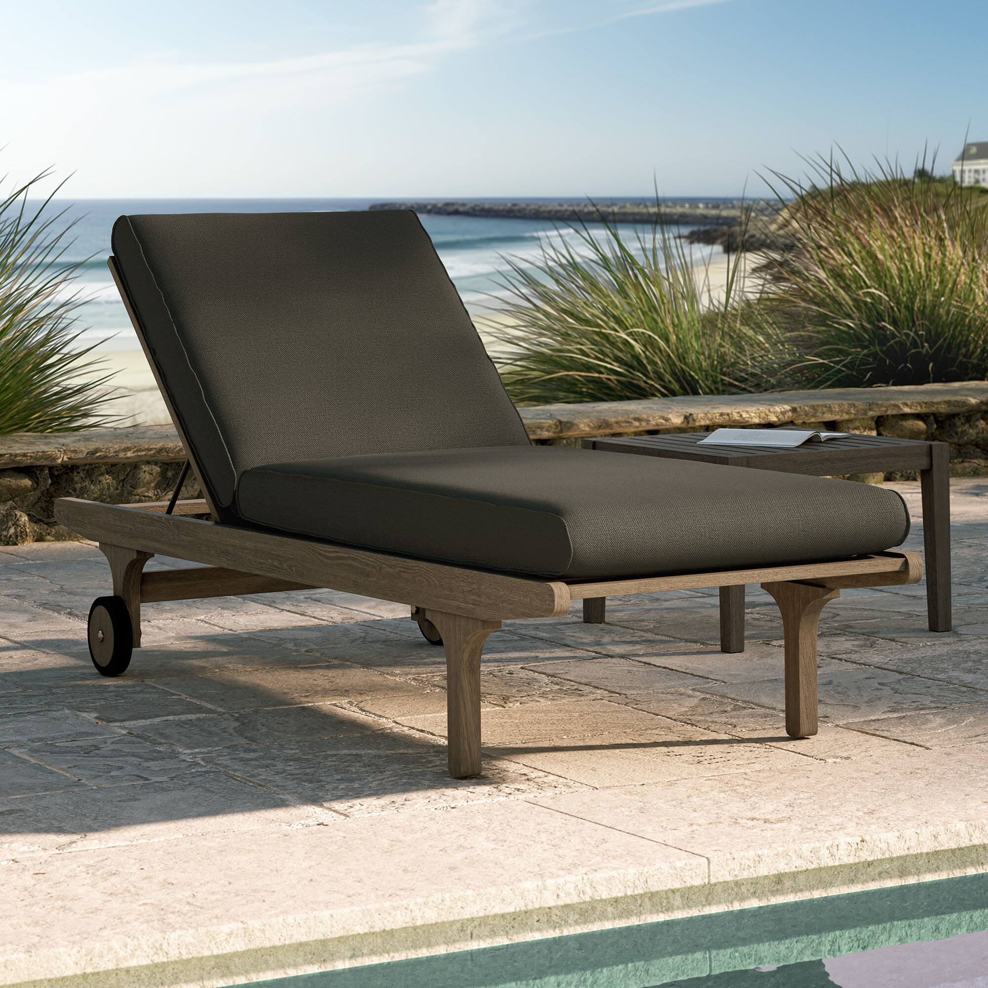 Alt View 7. Modway - Saratoga Outdoor Patio Teak Chaise Lounge Chair by Modway - Weathered Gray Flint.