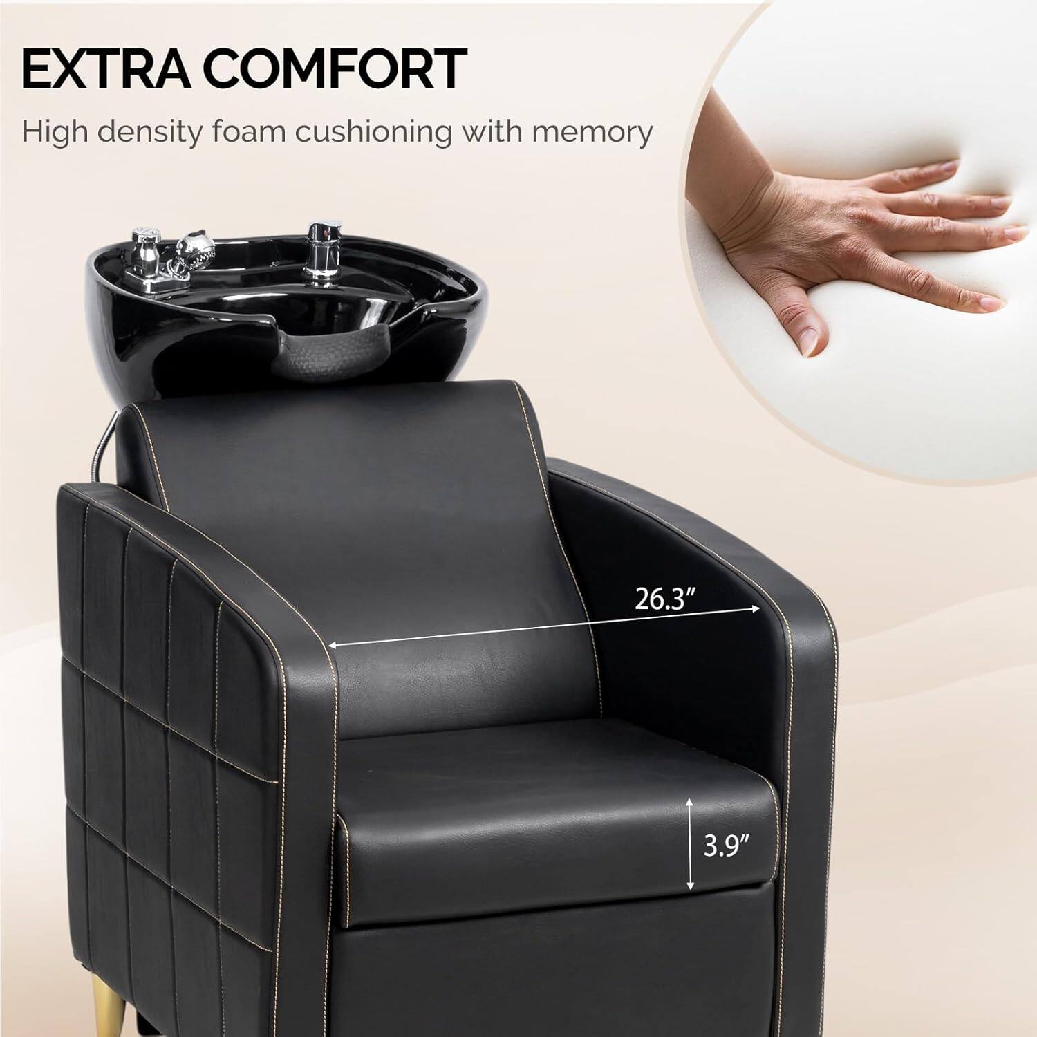 EXTRA COMFORT  
High density foam cushioning with memory  

26.3"  
3.9"