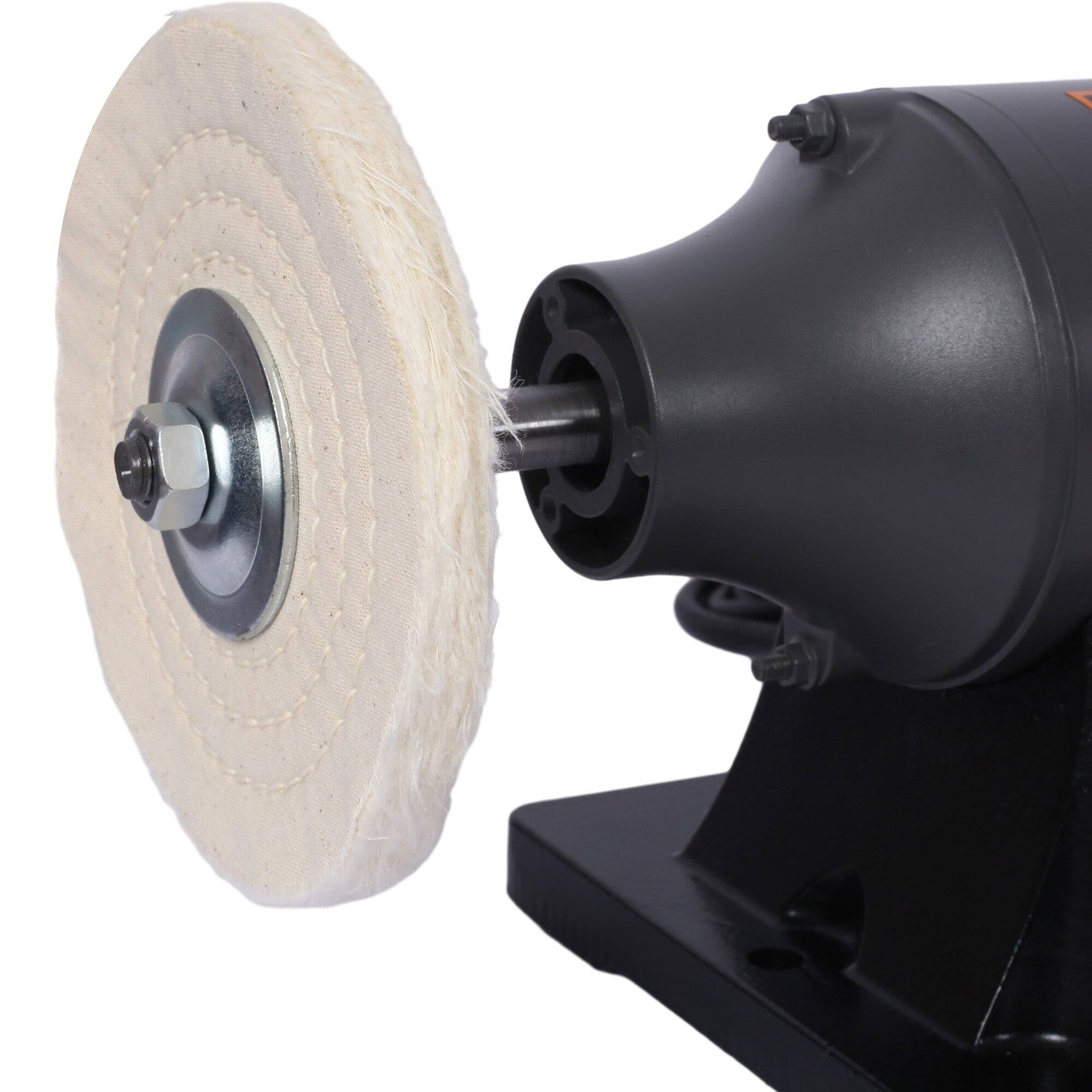 Alt View 3. Boyel Living - 110V 6-Inch Electric Polisher Bench Buffer Grinder with 4PCs 80Ply Thick Buffing Wheels for Metal Jewelry Wood - Gray.