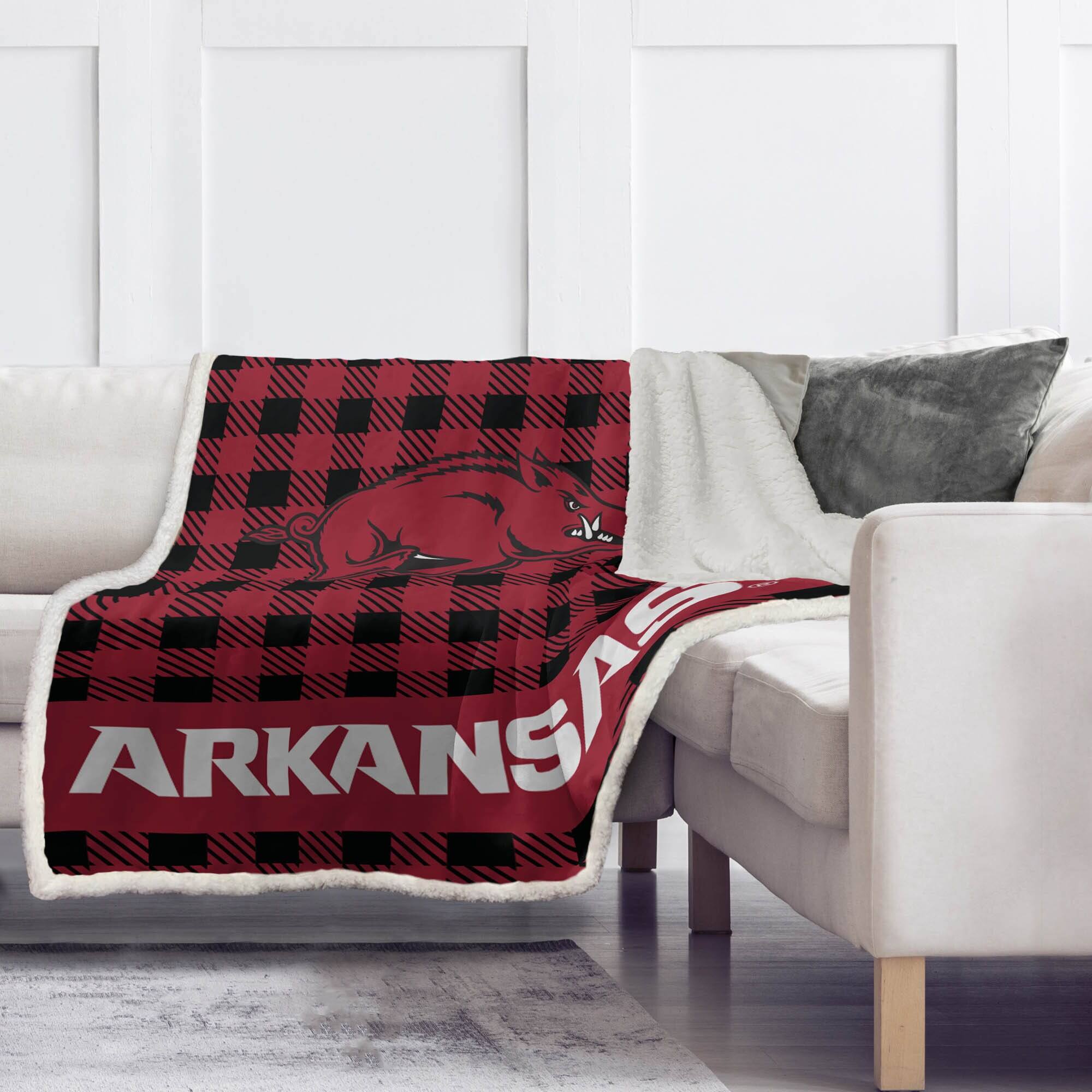 Alt View 1. Pegasus - Arkansas Razorbacks 50" x 60" Buffalo Check Royal Plush Sherpa Blanket - Multicolor.