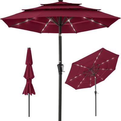 10ft solar patio offset umbrella burgundy 10' Foot Cantilever or Beige + LE SDI Factory Direct Wholesale This luxurious offset umbrella will turn your outdoor space into a cool and comfortable resting place to accompany you through leisure time Best Choice Products 10ft 3-Tier