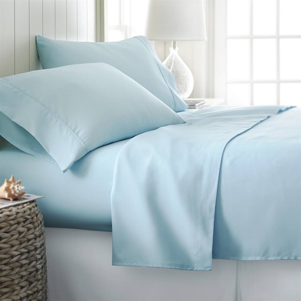 Alt View 1. Plazatex - Plazatex Luxurious Ultra Soft 100% Cotton Moisture Wicking Solid Color 4 Pieces Sheet Set Full Blue - Blue.