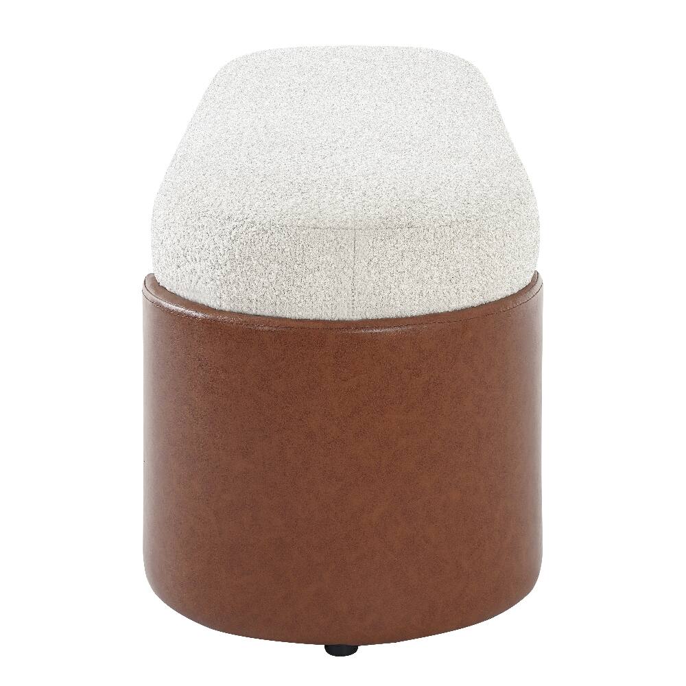 Alt View 4. Ropilly - Ropilly Modern Beige Boucle Dining Bench with Brown PU Legs, Upholstered Entryway Accent Seating - Beige.