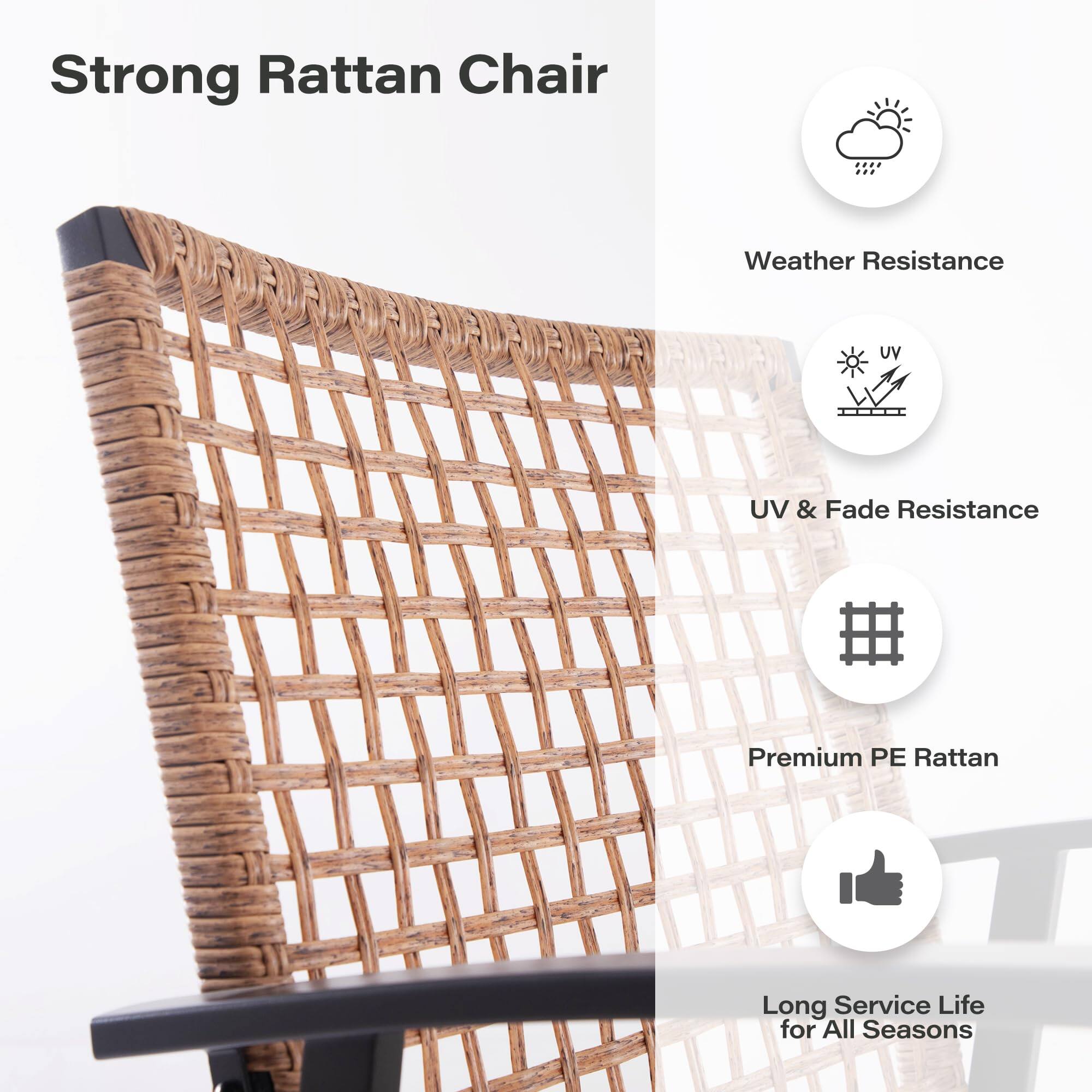 Strong Rattan Chair

- Weather Resistance
- UV & Fade Resistance
- Premium PE Rattan
- Long Service Life for All Seasons