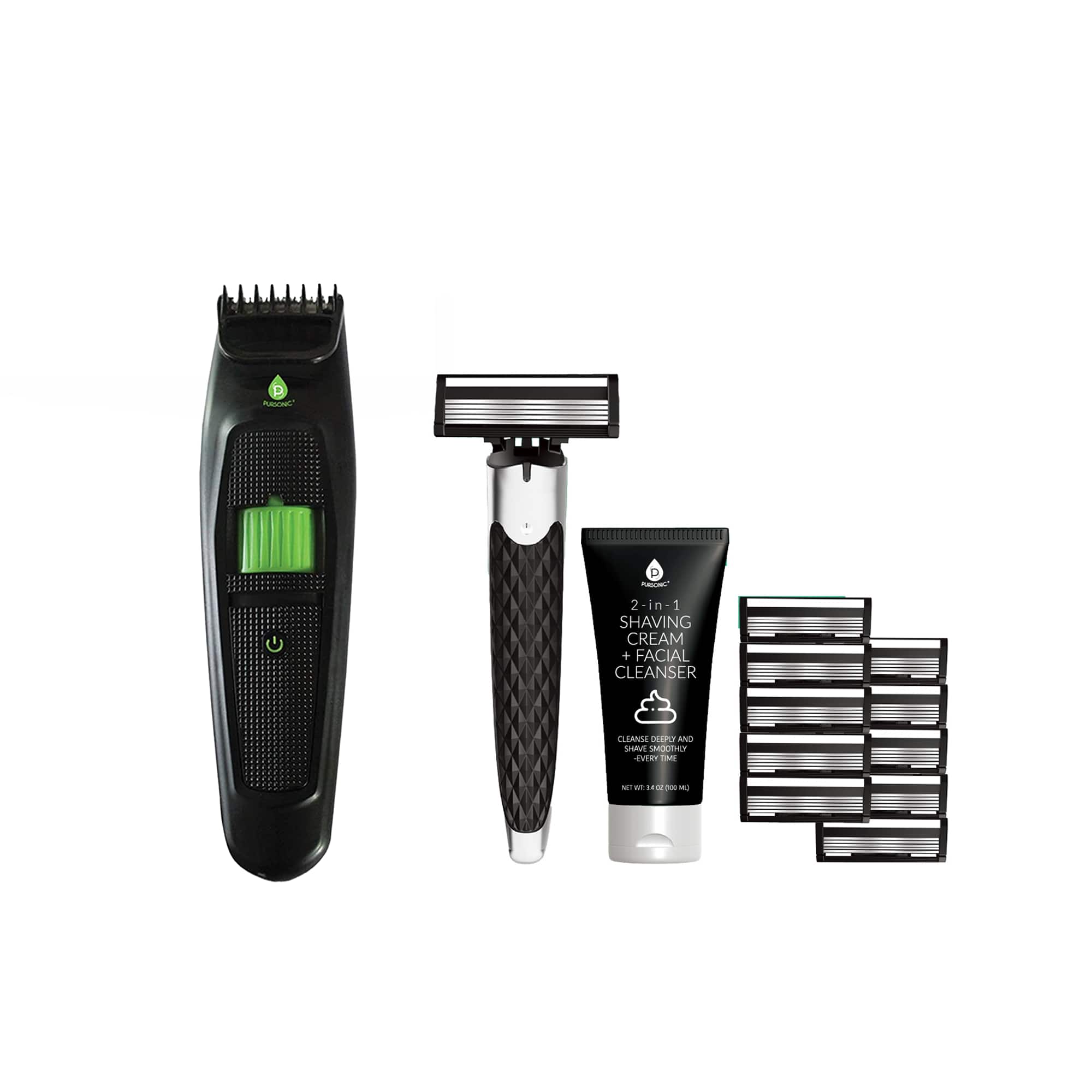 Pursonic - Men's Grooming Essentials Bundle: Shaving Kit & Beard & Body Trimmer