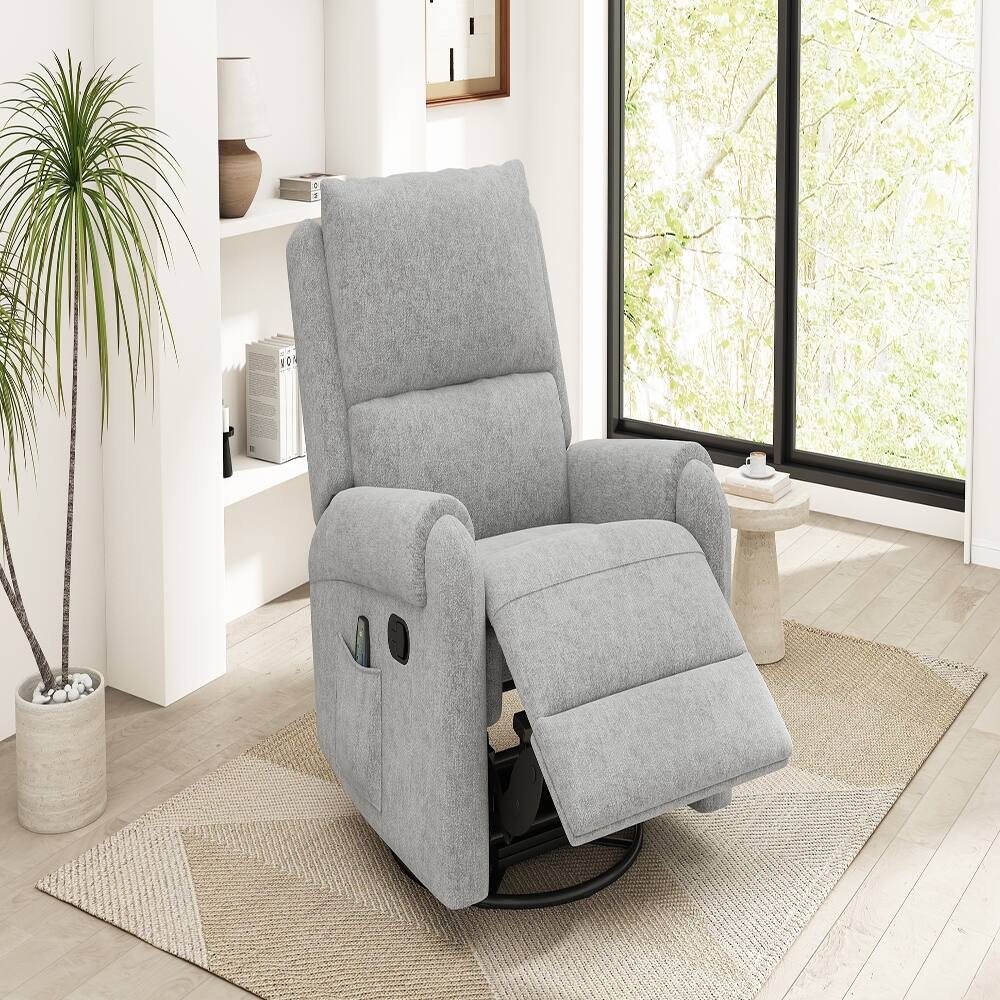 Alt View 1. Ropilly - Ropilly Grey Manual Massage Recliner Nursery Swivel Rocker with Timer - Grey.