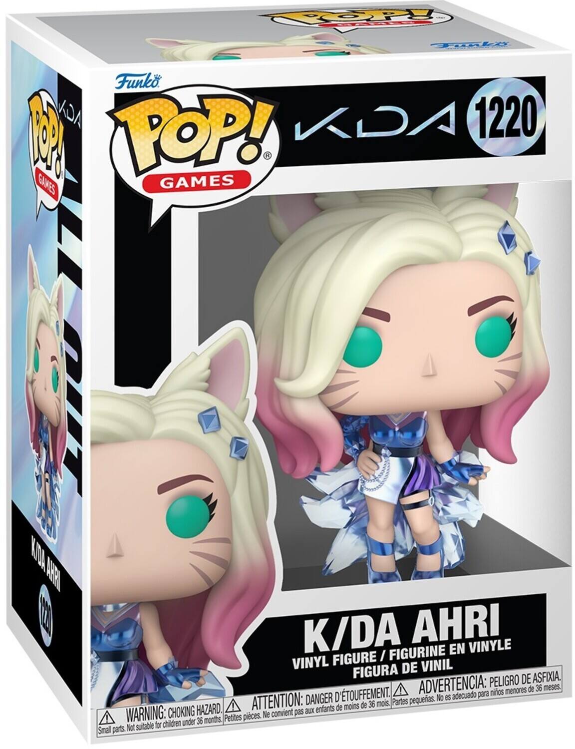 COPY 3 Tonli Funko AGN KDA 1220 M POP! GAMES GAMES DUIT KIONA WR E K/DA AHRI FIGURINE EN VINYLE FIGURE I VINYL DE VINIL FIGURA DE ASFIXIA ADVERTENCIA: PELIGRO meses. nios menores de 36 ATTENTION: DANGER D'TOUFFEMENT. Partes pequeias. No es openae para de menos de 36 mois. CHOKING HAZARD. convient pas aux enfants WARNING: under 36 months, Petites pieces. Ne Not sutable for children Small parts.