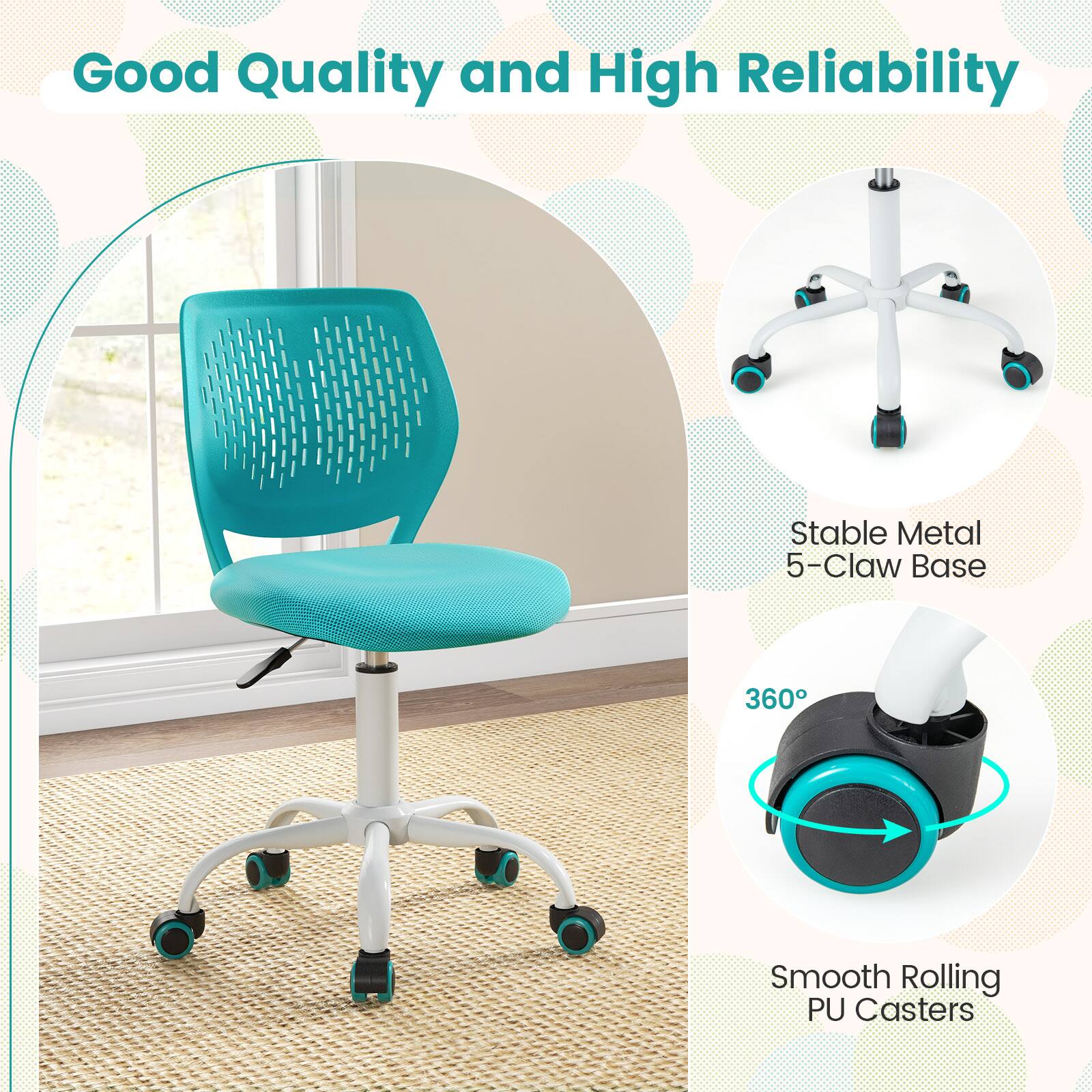 Good Quality and High Reliability Stable Metal 5-Claw Base 360 Smooth Rolling PU Casters