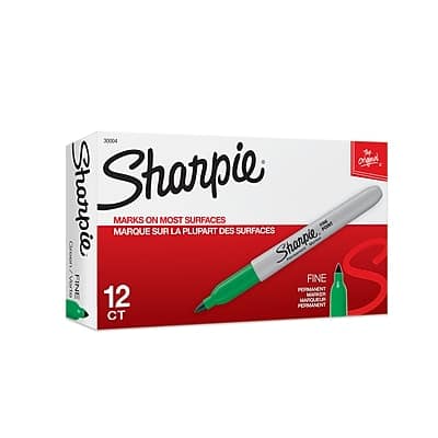 30004 Sharpie  
MARKS ON MOST SURFACES  
MARQUE SUR LA PLUPART DES SURFACES  
Sharpie  
FINE  
12 CT  
PERMANENT  
MARQUEUR PERMANENT