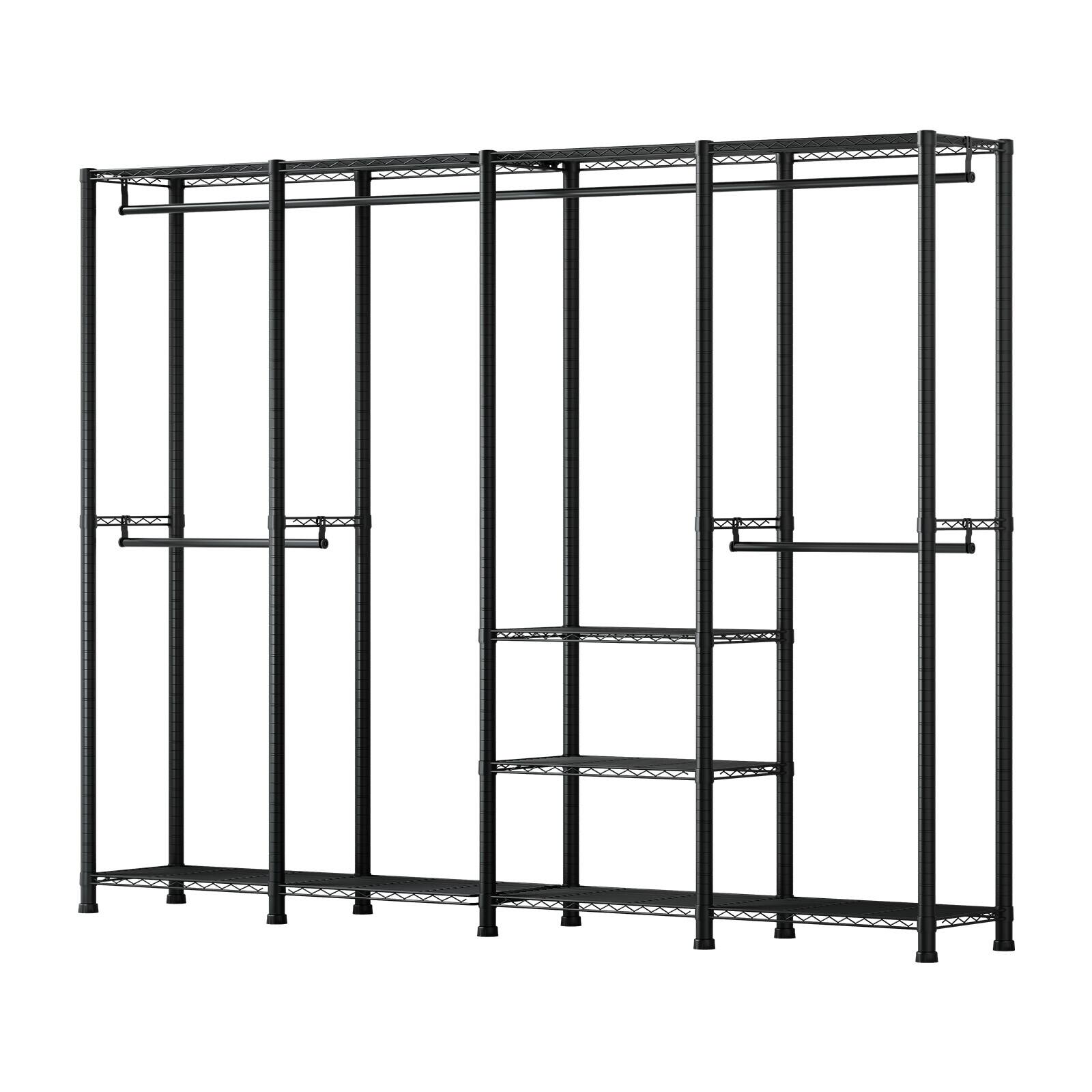 Alt View 5. VEVOR - Clothing Garment Rack, Heavy Duty Closet Wardrobe, Adjustable Tiers Clothes Racks with Steel Frame, 1100 lbs Load - Black.