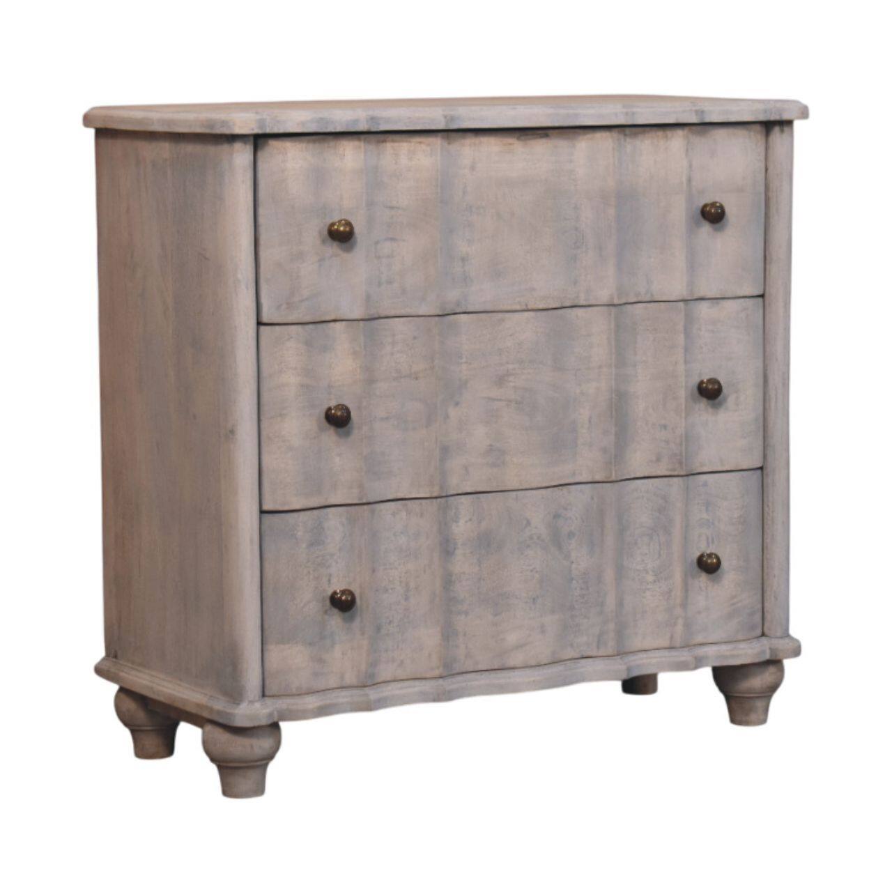 Left. Artisan Furniture - Artisan Furniture Solid Wood Curved Leg Chest, 3 Drawer - Brown.