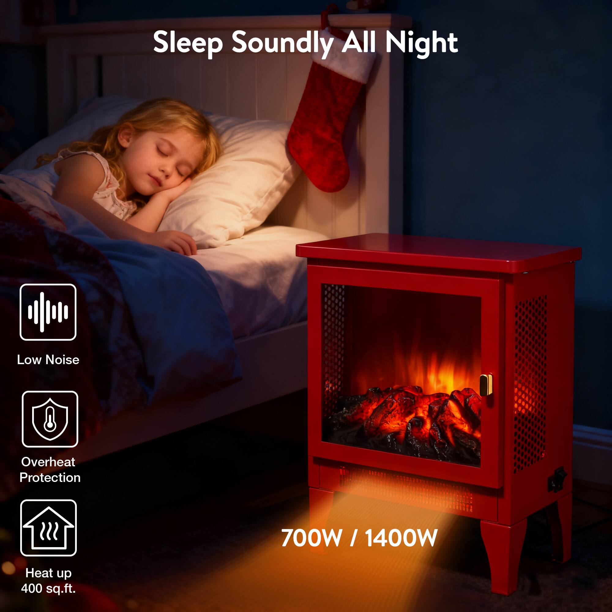 Sleep Soundly All Night

Low Noise

Overheat Protection

700W / 1400W

Heat up 400 sq.ft.