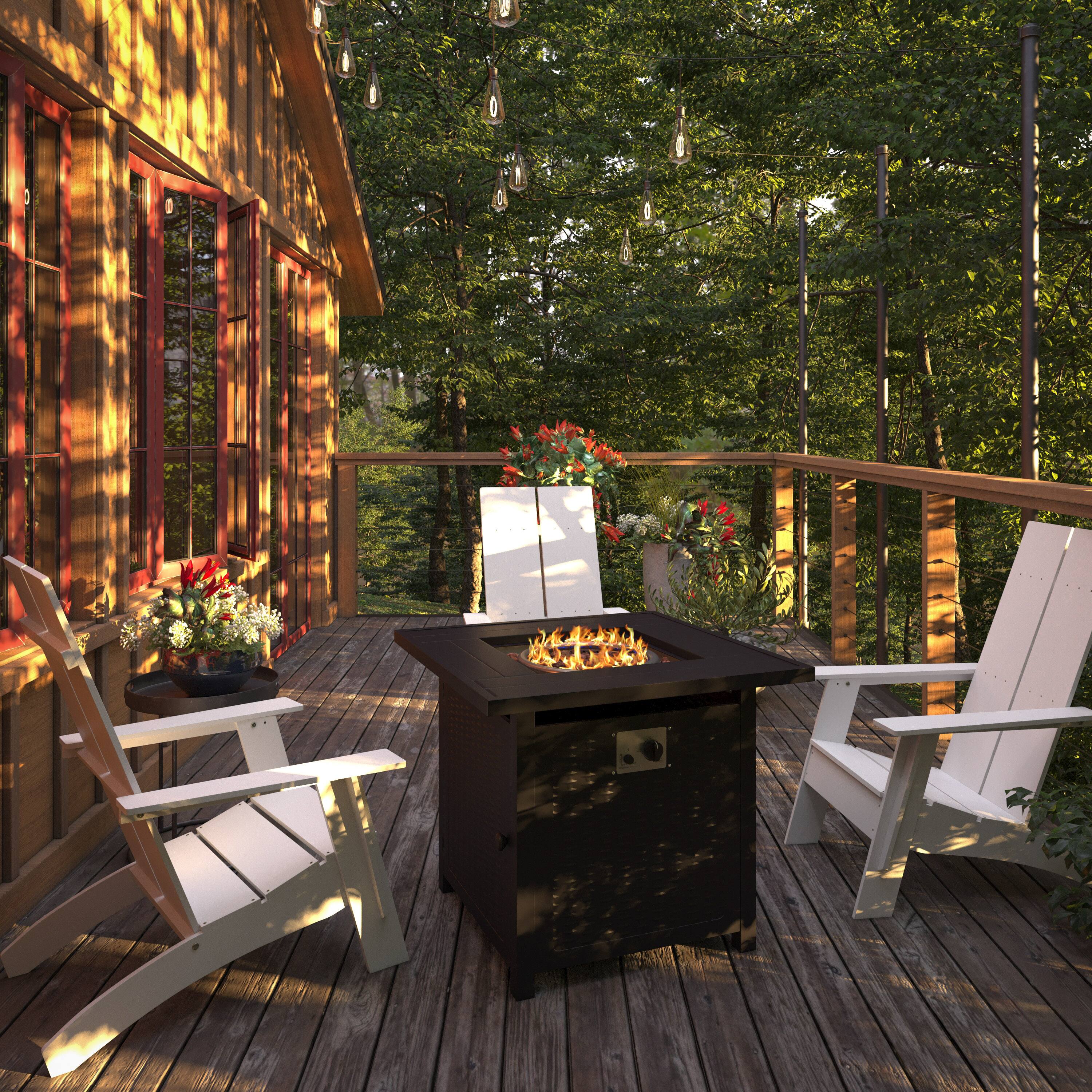 Alt View 1. Emma + Oliver - Propane Fire Table with Included Lava Rocks and Hideaway Tank Holder - Black.