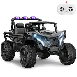ANPABO - 24V 2 Seater Ride on UTV Car, 4WD, 800W, 4x200W Motors, Remote Control, Ride on Toy for Big Kids Aged 3-8Y - Black