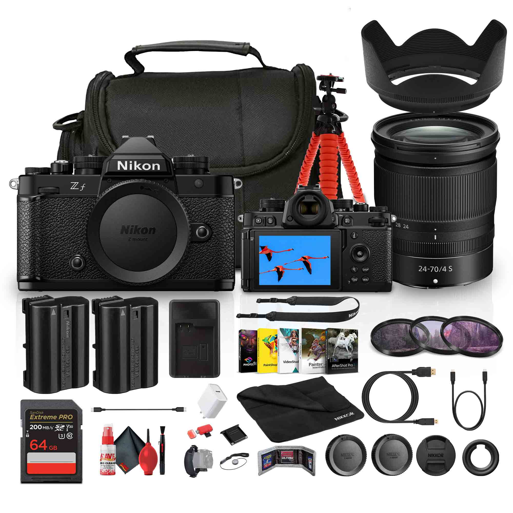 Nikon - Zf Full-Frame Mirrorless Camera with 24-70mm f/4 Lens + EN-EL15C Battery + More