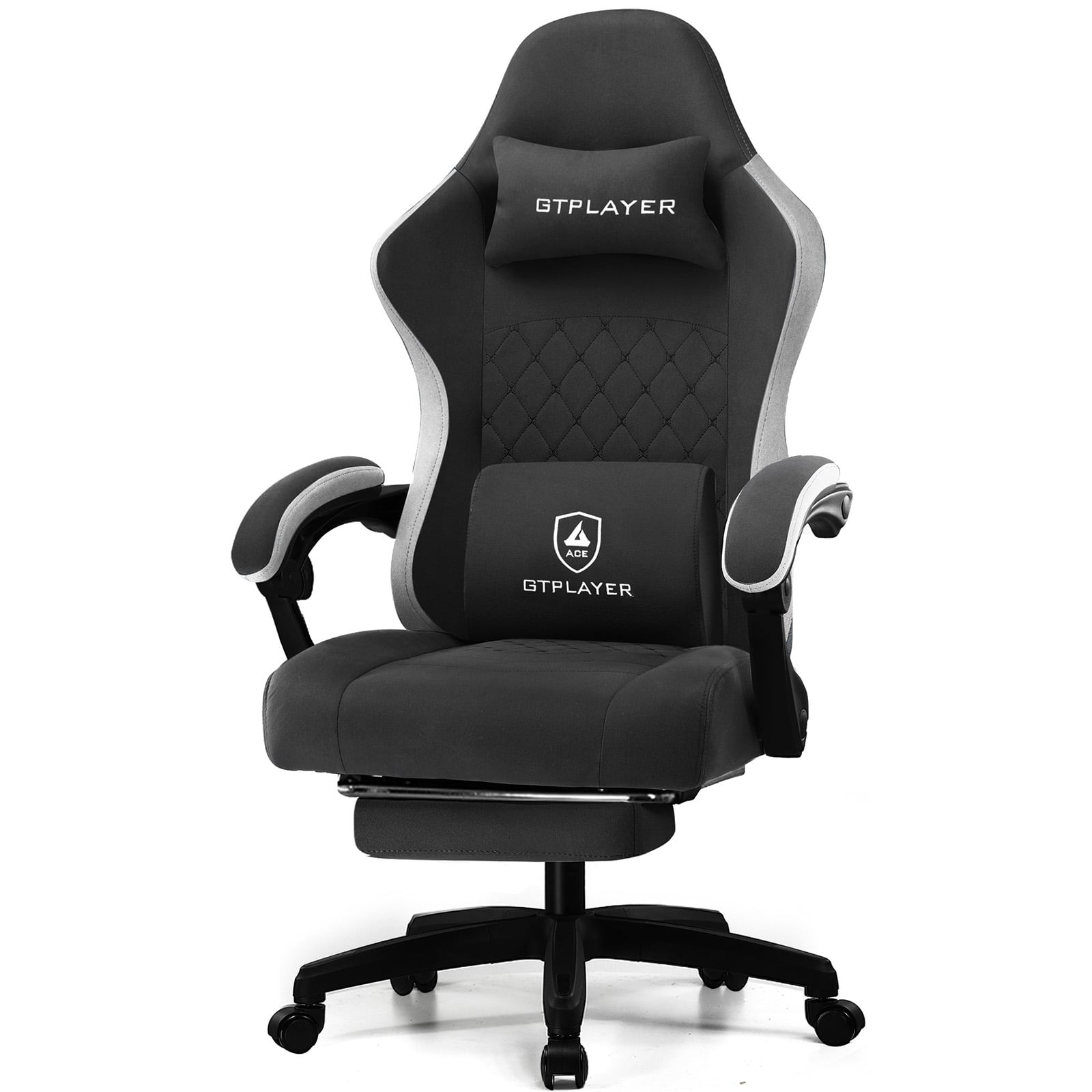 GTPlayer - Ergonomic Gaming Chair with Linkage Armrests Computer Office Chair High Back Task Chair with Footrest - Black