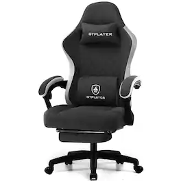 GTPlayer - Ergonomic Gaming Chair with Linkage Armrests Computer Office Chair High Back Task Chair with Footrest - Black