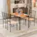 Alt View 4. Costway - 5 PCS Dining Set Wood Metal 30" Table & 4 Chairs Upholstered Kitchen Breakfast Furniture - Brown, Black and Natural.