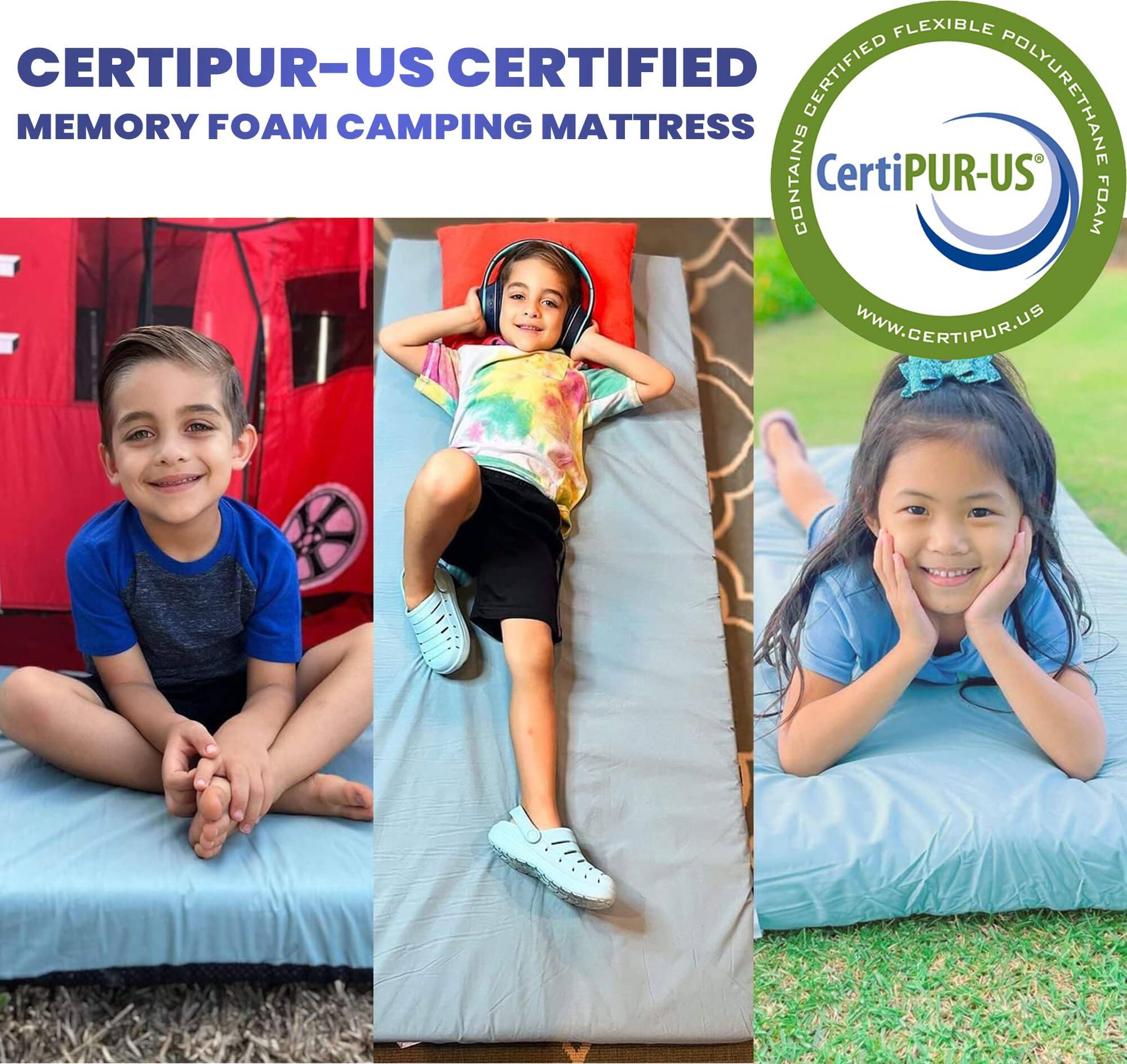 CERTIPUR-US CERTIFIED MEMORY FOAM CAMPING MATTRESS

CERTIFIED FLEXIBLE POLYURETHANE CONTAINS CertiPUR-US FOAM

CertiPUR-US

WWW.CERTIPUR.US