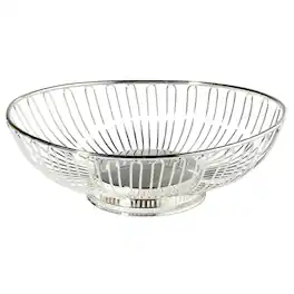 Jiallo - Elegance 11" Silver Plated Oval Basket - Silver, Multi Color