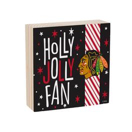Evergreen Enterprises - Chicago Blackhawks 6" Holiday Wood Plock Shelf Sign - Multicolor