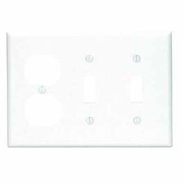 Leviton - 3-Gang Combination Wallplate — 2 Toggle & 1 Duplex (Thermoset Plastic) - White