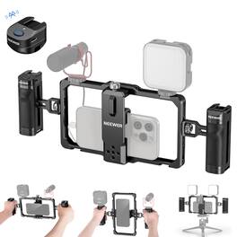 Neewer - Universal Phone Cage with Bluetooth Shutter Side Handle, for iPhone 16/15 Pro Max/S24 Ultra, PA009E