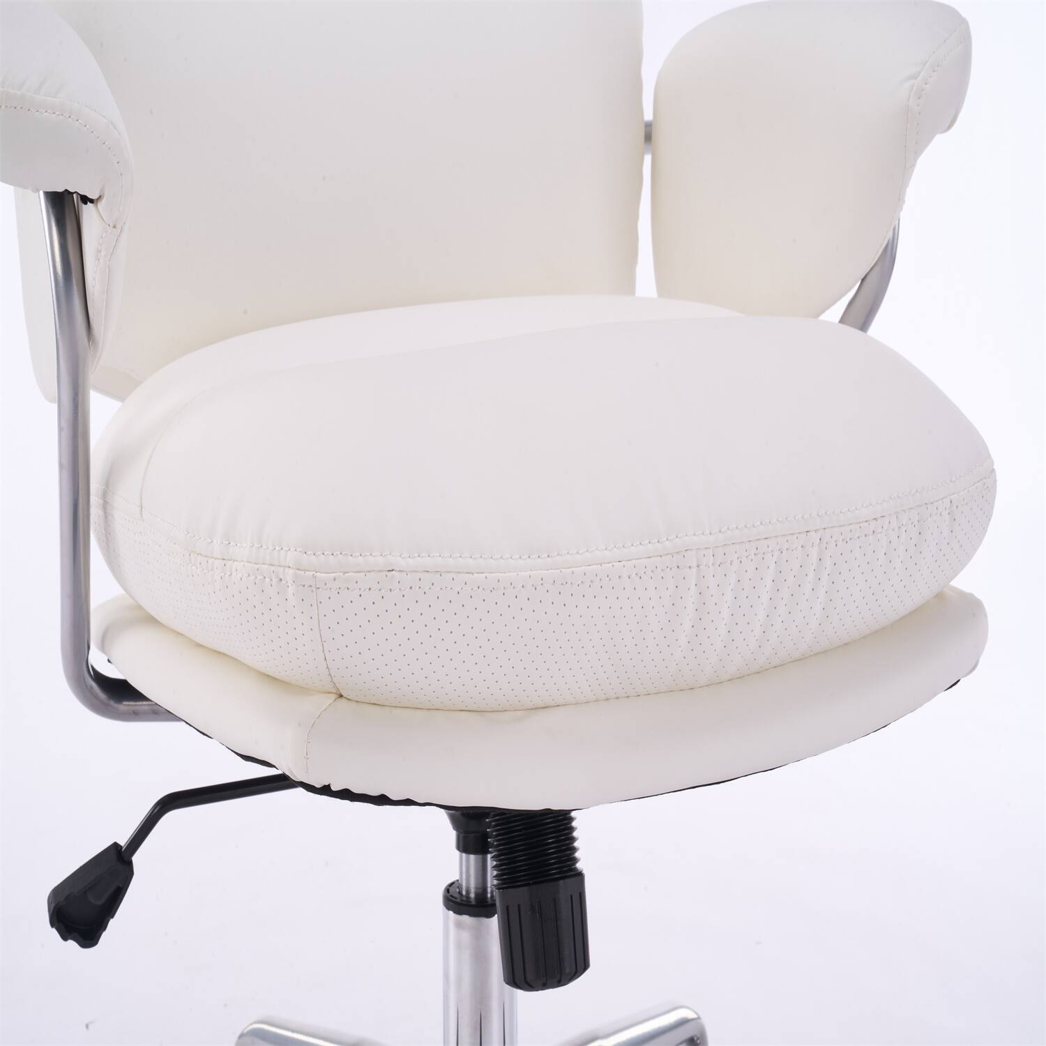 Alt View 2. Forest'nSky - Beige Ergonomic White Leather Office Chair, Reclining Backrest with Adjustable Height & 360° Swivel, Easy Assembly - Beige.