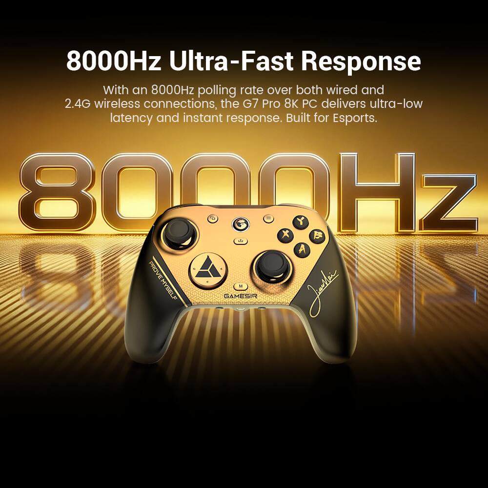 8000Hz Ultra-Fast Response

With an 8000Hz polling rate over both wired and 2.4G wireless connections, the G7 Pro 8K PC delivers ultra-low latency and instant response. Built for Esports.