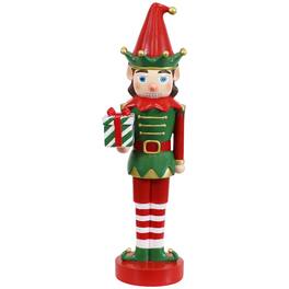 Sunnydaze - Jingles the Christmas Elf Indoor Nutcracker Statue - 17 in - Red and Green