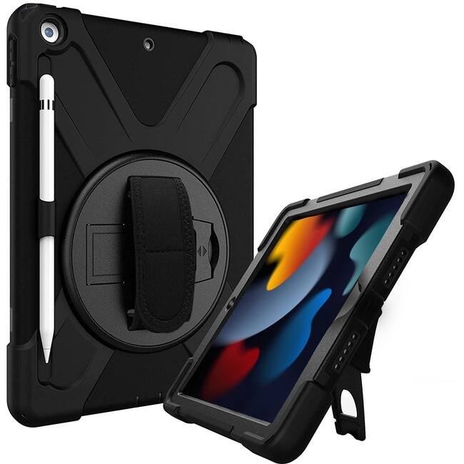 Front. CODi - CODi Rugged Case for iPad 10.2" (9th, 8th, and 7th Generation) - Heavy Duty, shock-absorbing protection with built-in - Black.
