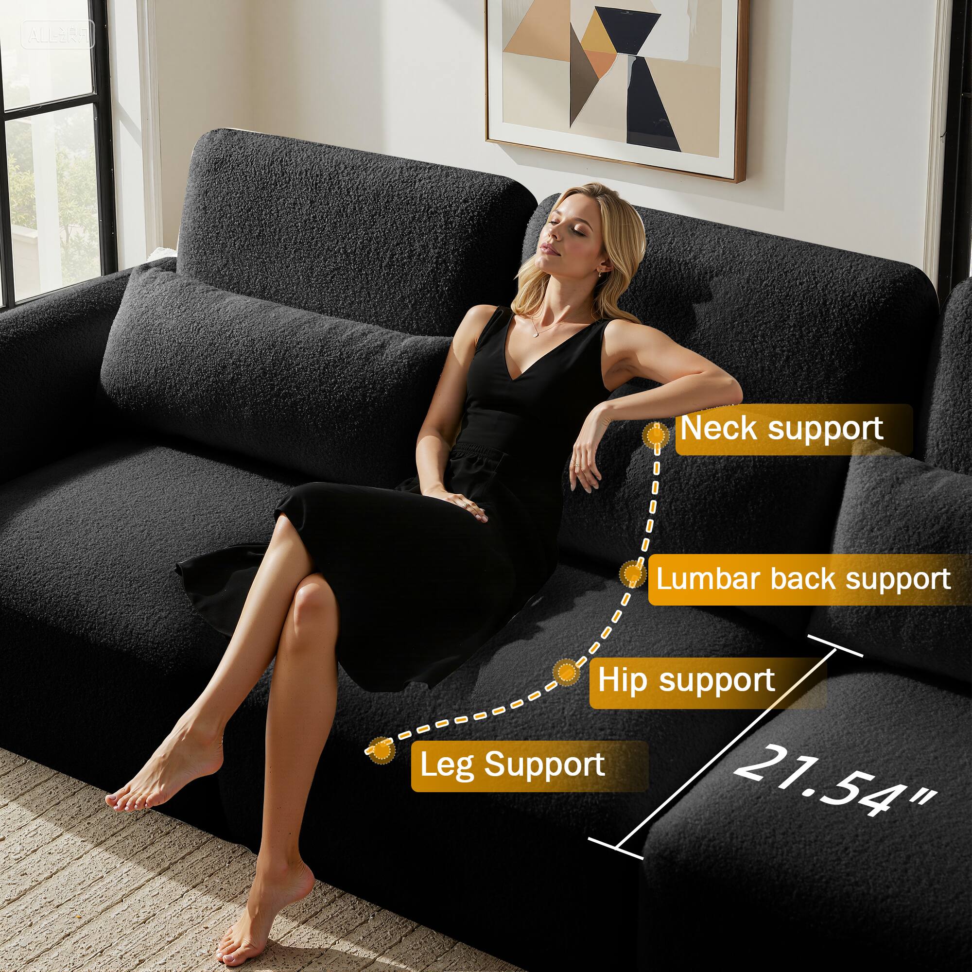 ALLERA X

Neck support  
Lumbar back support  
Hip support  
Leg Support  

21.54"