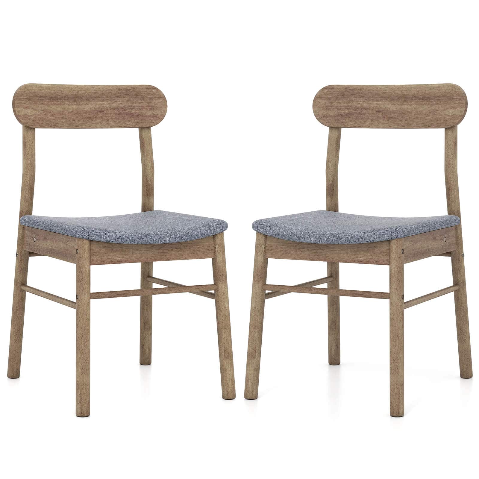 Costway - 2 PCS Dining Chair Fabric Upholstered Kitchen Armless Chairs with Rubber Wood Frame - Oak+Gray price history on PriceWatchPro