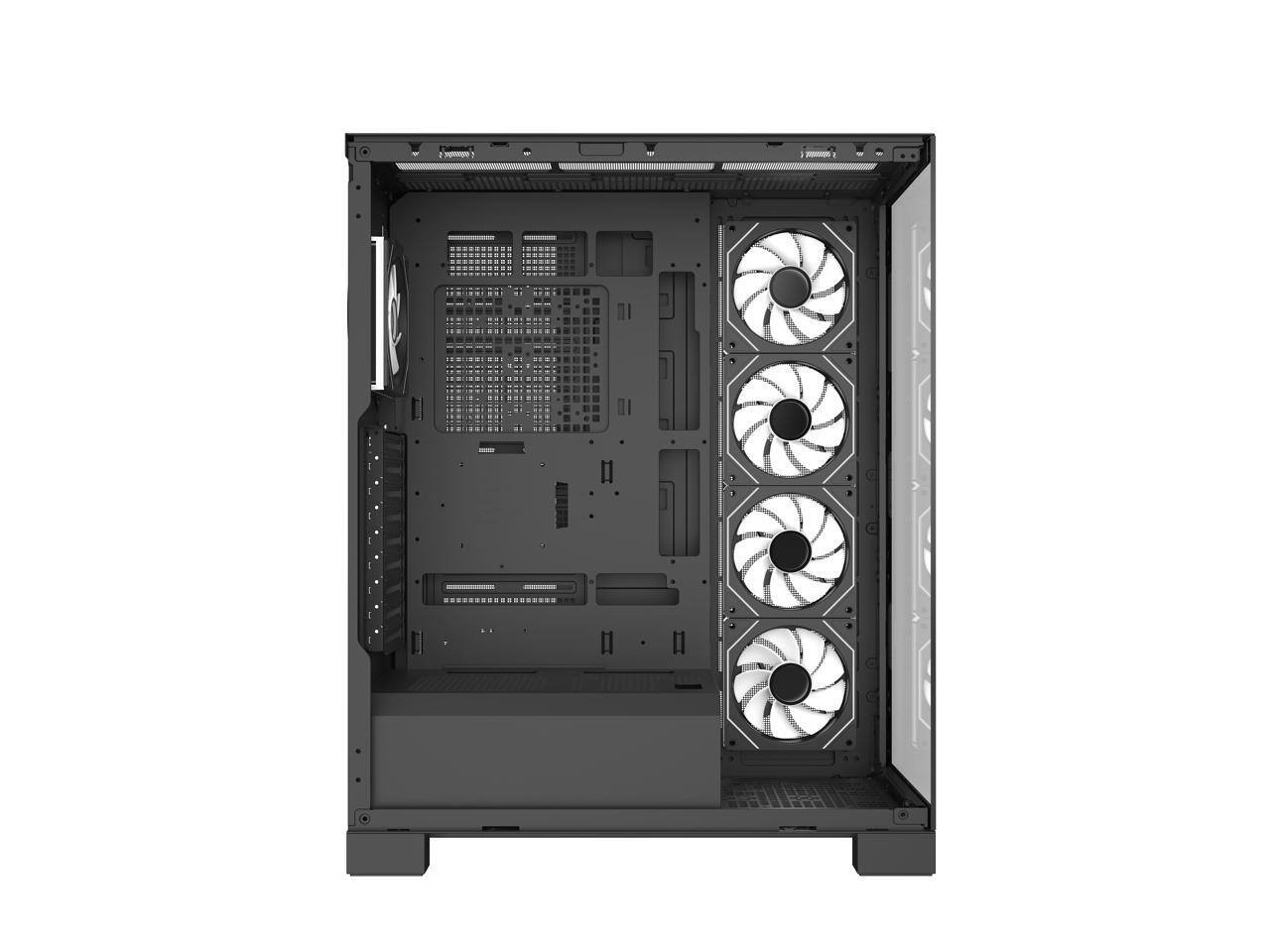 Alt View 8. DIYPC - DIYPC Vanguard-F2-Pro Black ATX Full Tower Case, Dual USB3.0/Type-C, Tempered Glass, 5x 120mm ARGB Fans, BTF Support - Black.