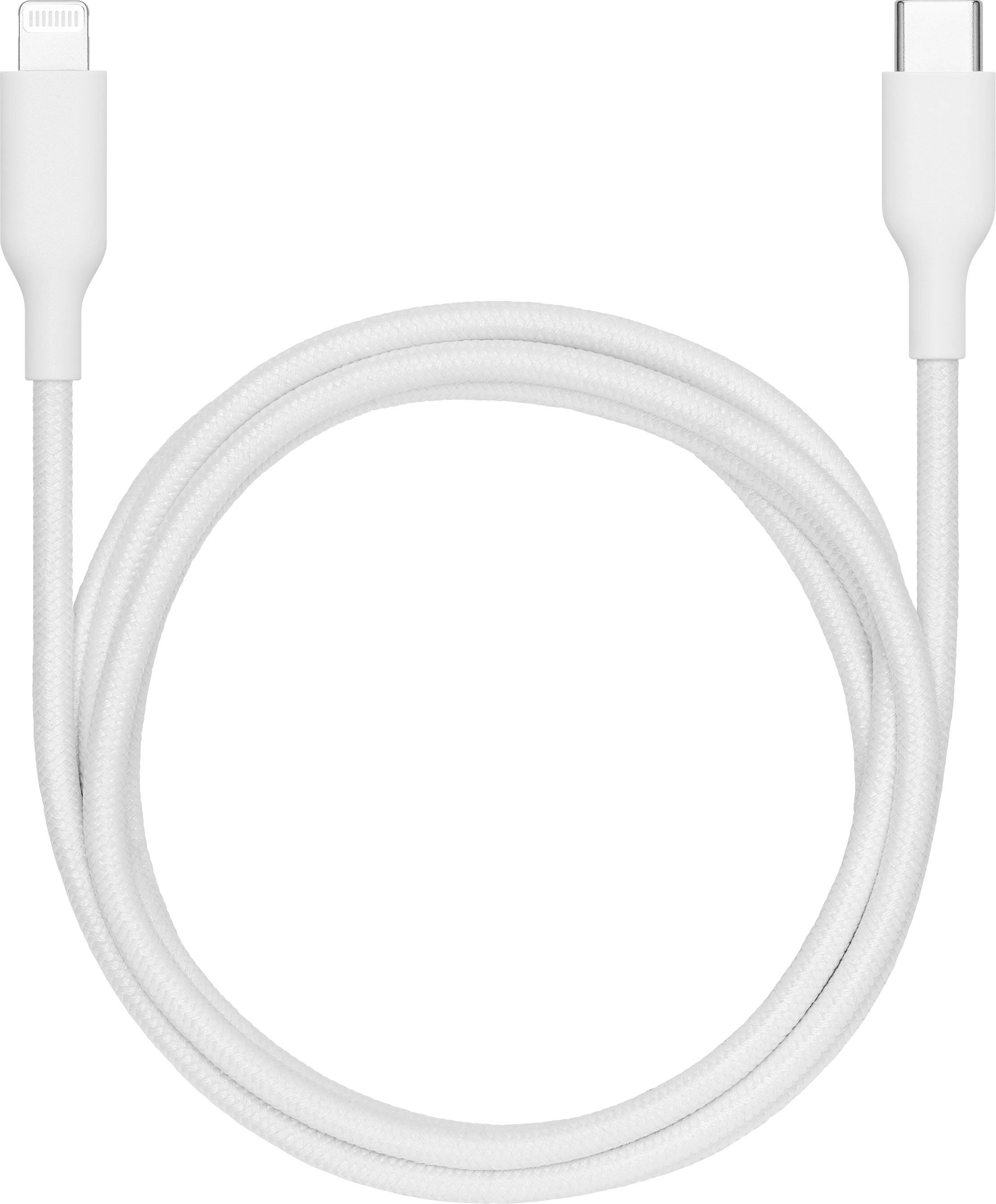 Alt View 6. Best Buy essentials™ - 4’ Lightning to USB-C Braided Charge-and-Sync Cable - White.