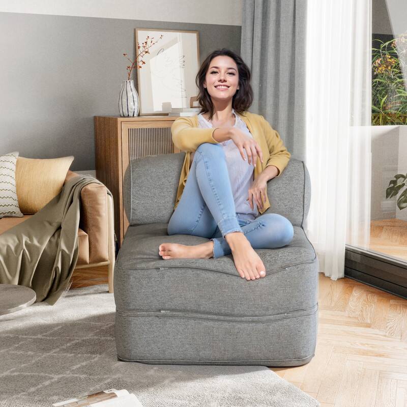 Alt View 3. wowmax - Memory Foam Foldable Sofa Bed - Adjustable Futon Chair for Living Room, Gaming & Guest Use - Grey.
