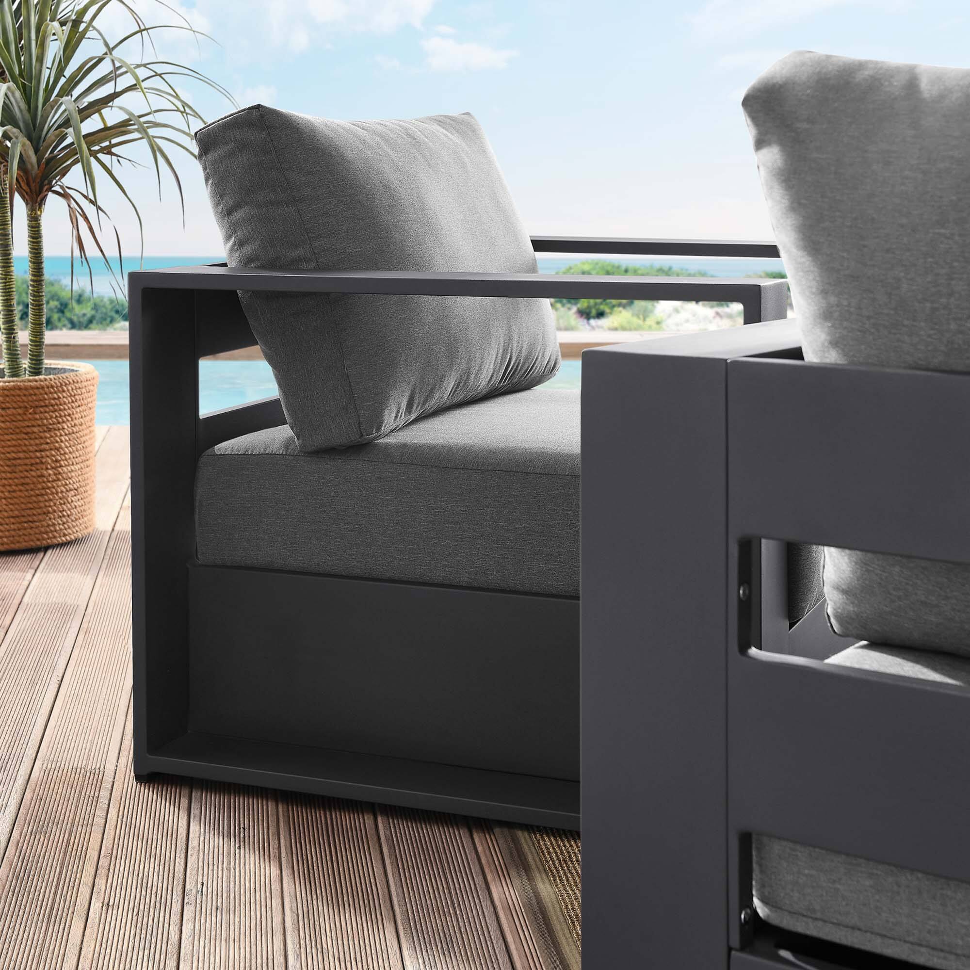 Alt View 1. Modway - Tahoe 2-Piece Outdoor Patio Powder-Coated Aluminum Armchair Set by Modway - Gray Charcoal.