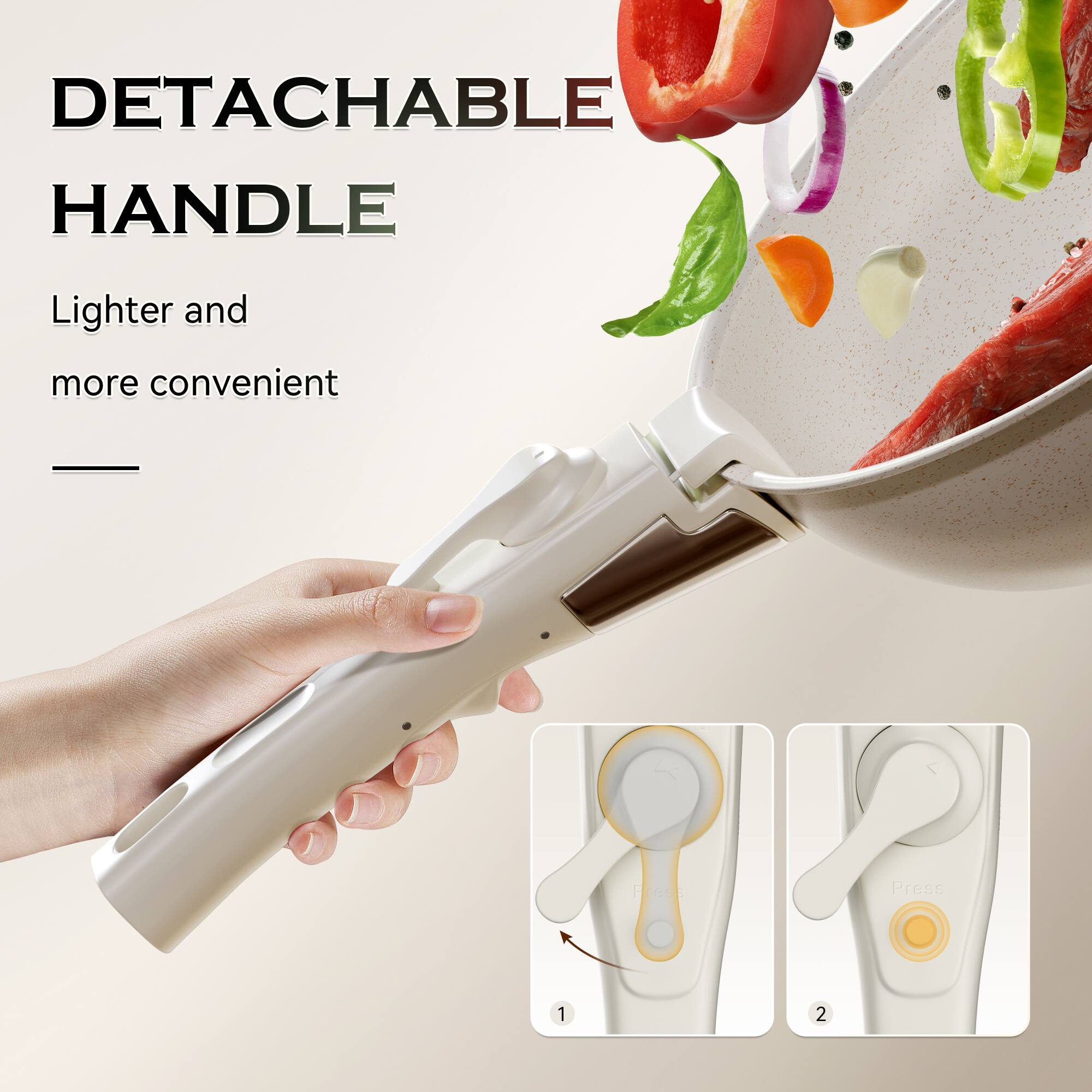 The corrected text is:

"DETACHABLE HANDLE
Lighter and more convenient"