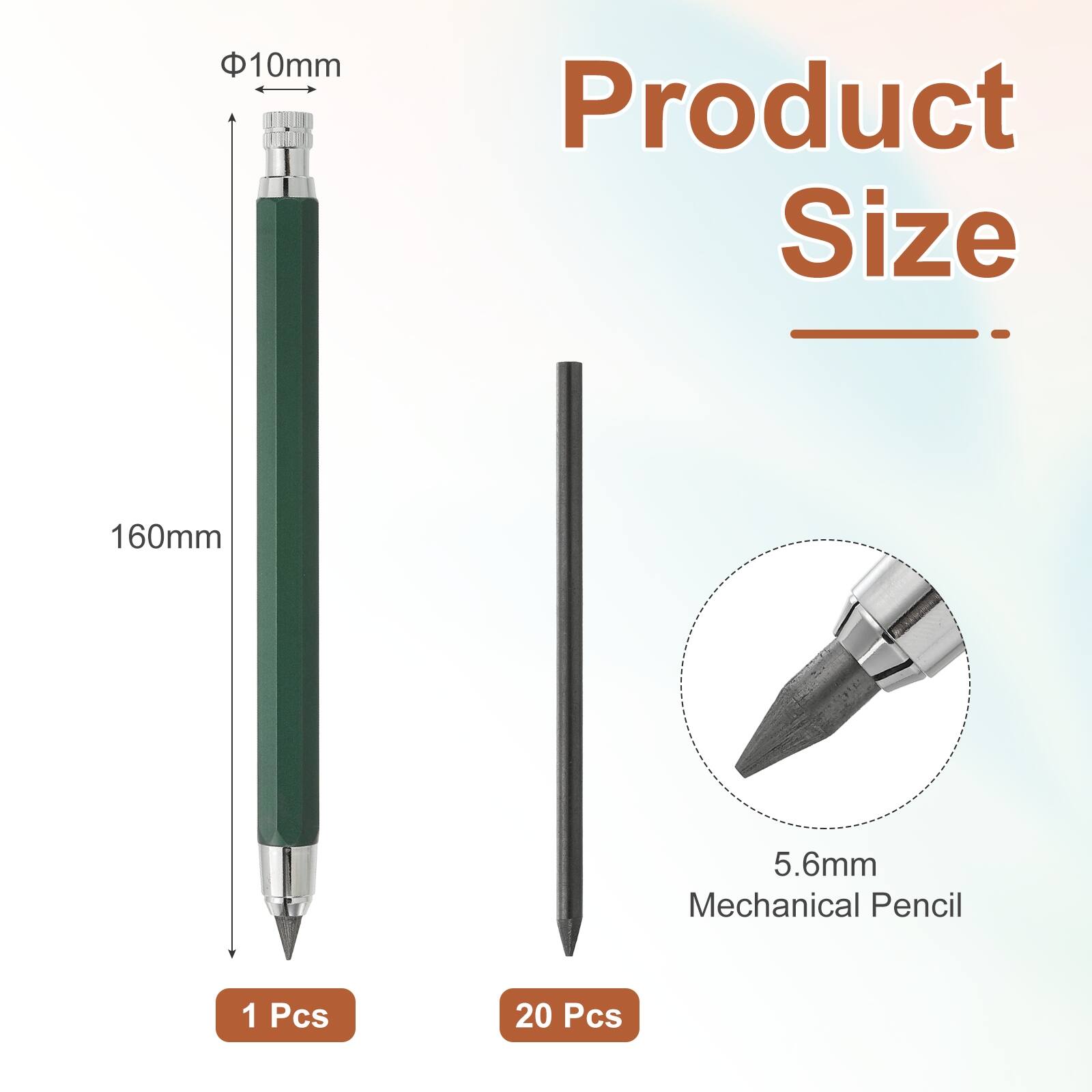 10mm Product Size 160mm  
5.6mm Mechanical Pencil  
1 Pcs 20 Pcs