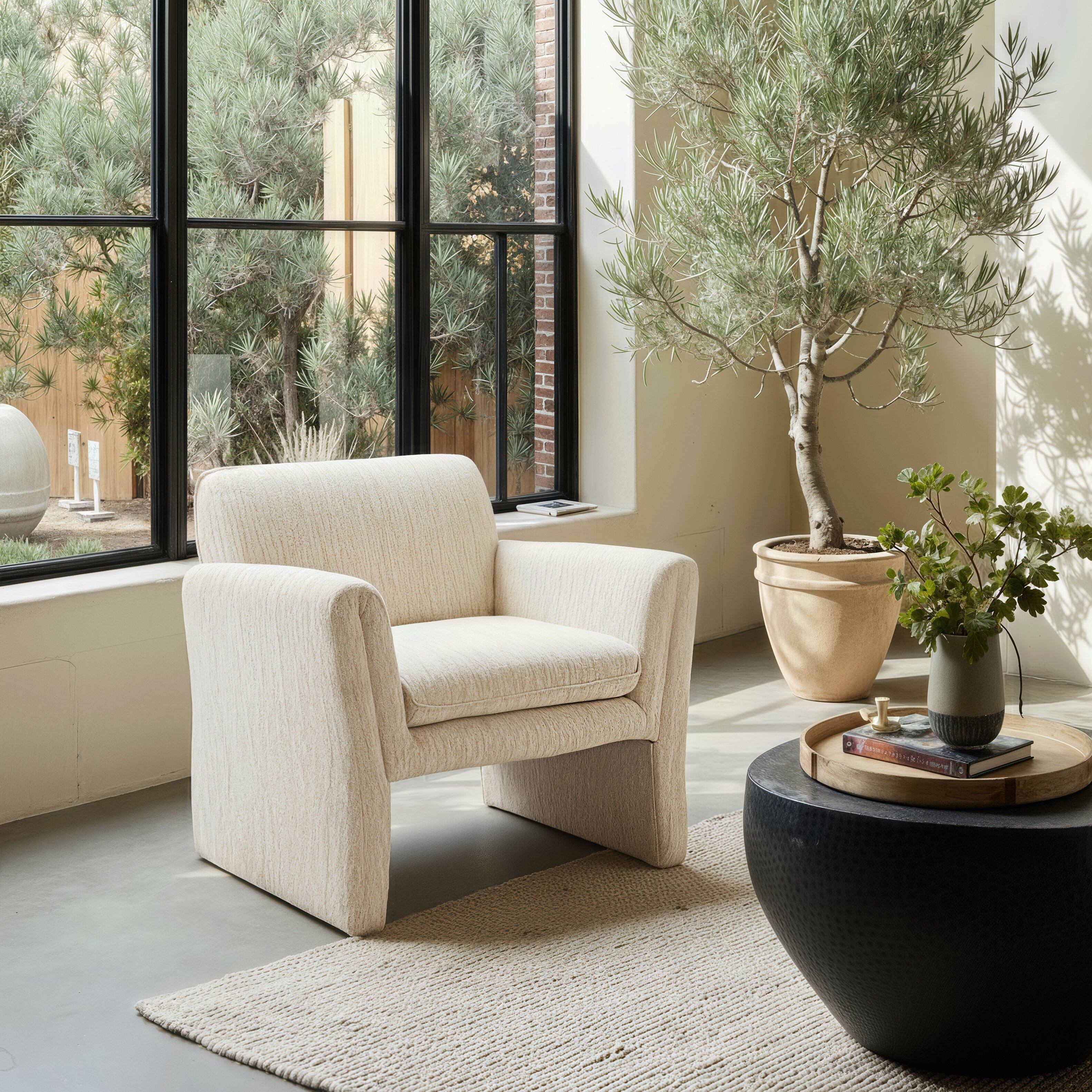 Angle. Hivvago - Dobra Accent Chair Oatmeal Beige - Oatmeal Beige.