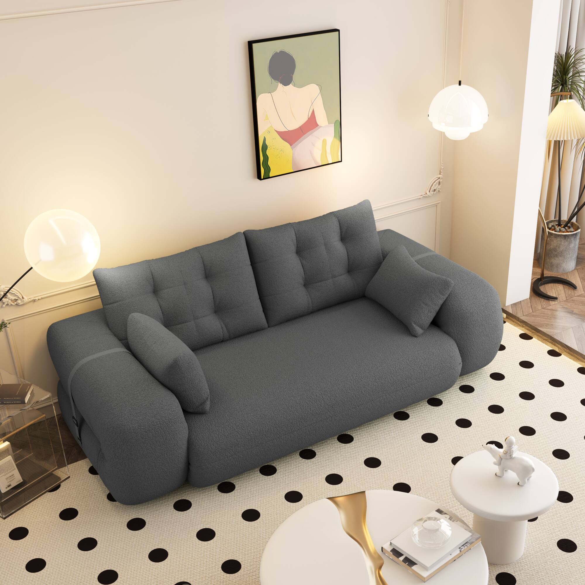 Alt View 2. GOODSILO - Multi-Functional Floor Sofa Bed | Versatile Seating & Sleeper with Removable Pillows for Modern Spaces - Grey.