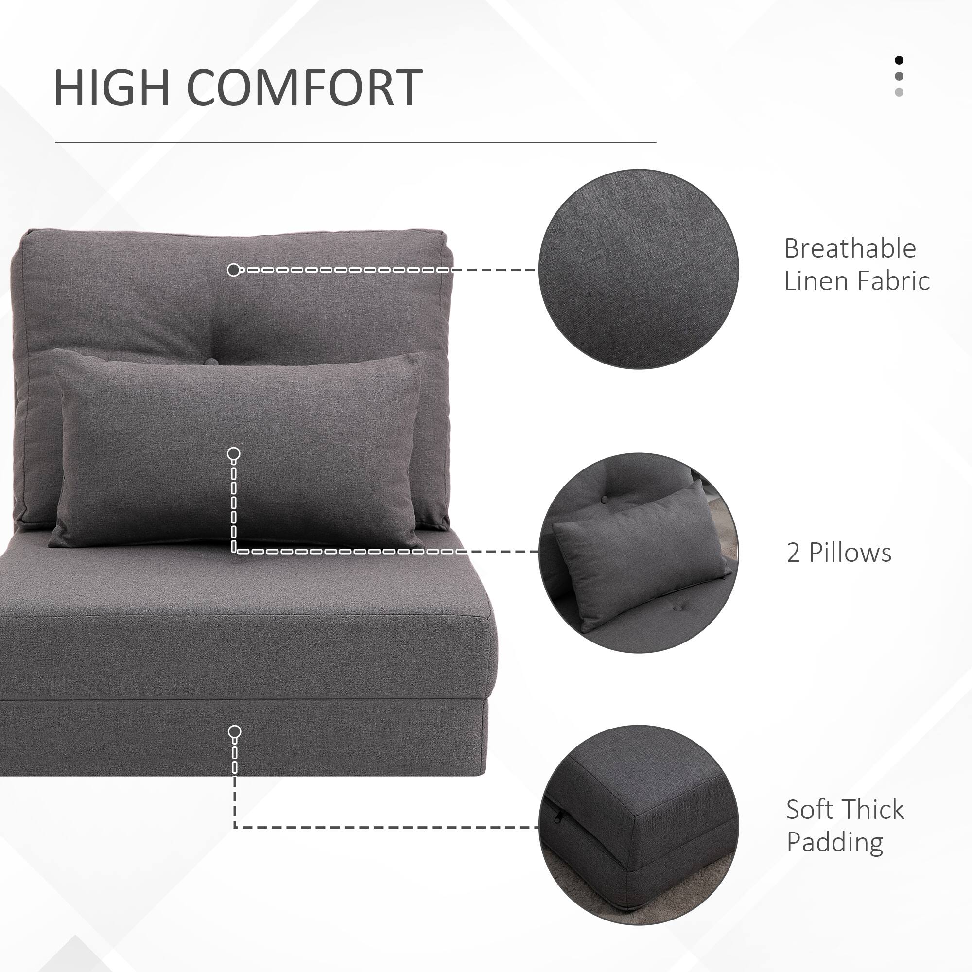 HIGH COMFORT = Breathable Linen Fabric = 2 Pillows = Soft Thick Padding