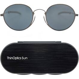 ThinOptics - Suns-Round Gun Metal frame Sunglasses Grey Flash Mirror lens - Gunmetal